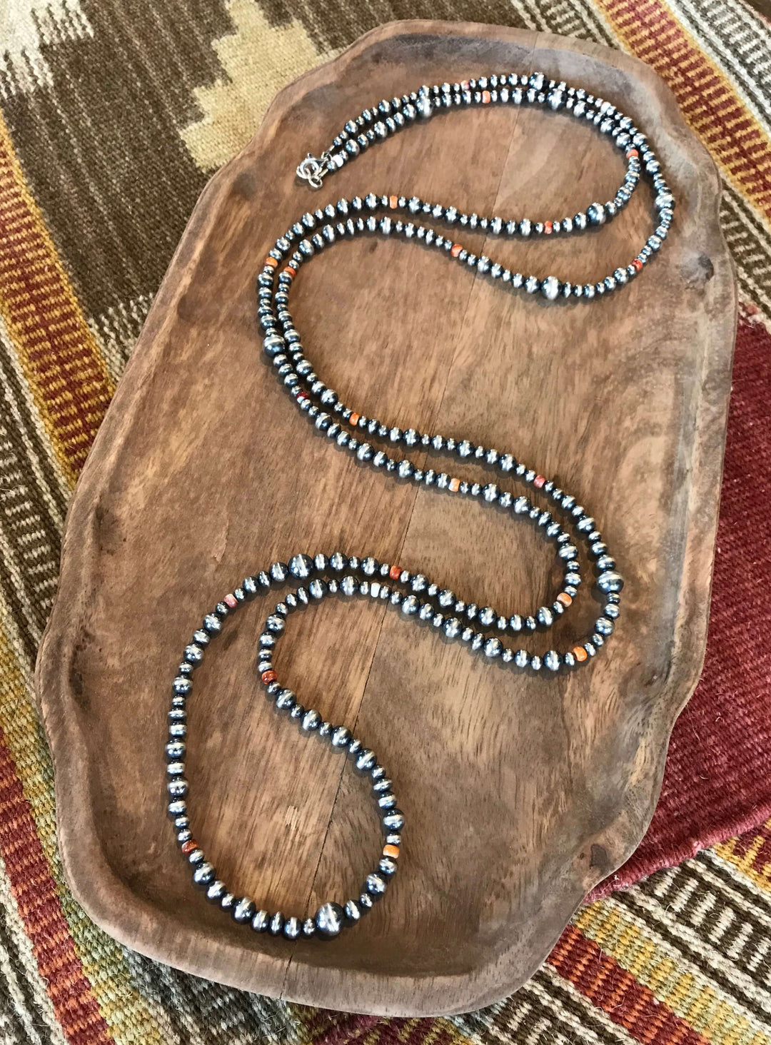 The Hilliard Necklace, 60"-Necklaces-Calli Co., Turquoise and Silver Jewelry, Native American Handmade, Zuni Tribe, Navajo Tribe, Brock Texas