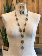 The Hemphill Lariat Necklace Set-Necklaces-Calli Co., Turquoise and Silver Jewelry, Native American Handmade, Zuni Tribe, Navajo Tribe, Brock Texas