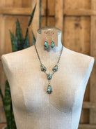 The Barzos Lariat Necklace Set-Necklaces-Calli Co., Turquoise and Silver Jewelry, Native American Handmade, Zuni Tribe, Navajo Tribe, Brock Texas