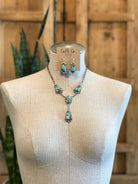 The Barzos Lariat Necklace Set-Necklaces-Calli Co., Turquoise and Silver Jewelry, Native American Handmade, Zuni Tribe, Navajo Tribe, Brock Texas