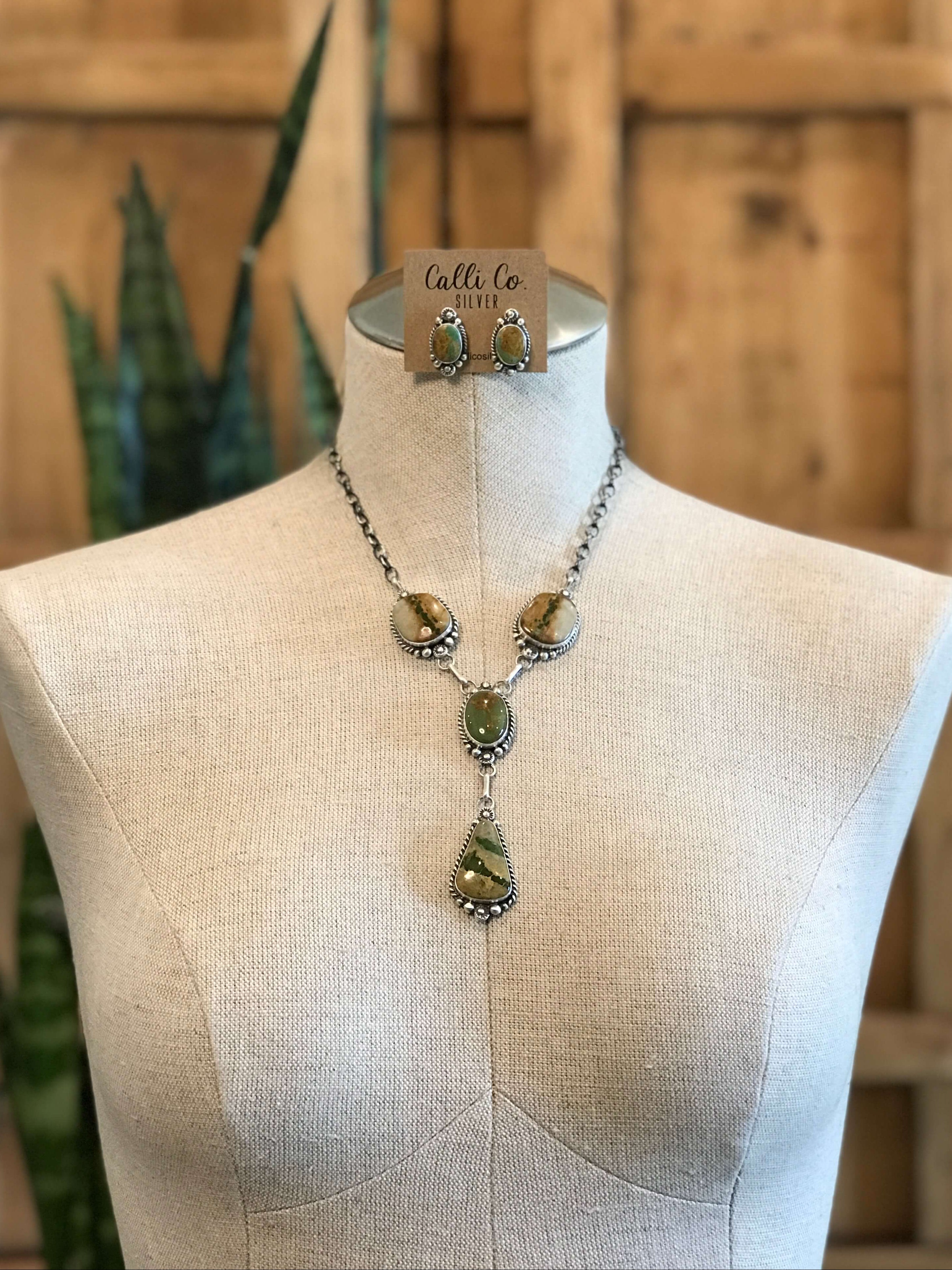 The Beck Lariat Necklace Set-Necklaces-Calli Co., Turquoise and Silver Jewelry, Native American Handmade, Zuni Tribe, Navajo Tribe, Brock Texas