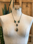 The Dolliver Lariat Necklace Set-Necklaces-Calli Co., Turquoise and Silver Jewelry, Native American Handmade, Zuni Tribe, Navajo Tribe, Brock Texas