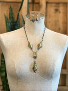 The Palo Pinto Lariat Necklace Set-Necklaces-Calli Co., Turquoise and Silver Jewelry, Native American Handmade, Zuni Tribe, Navajo Tribe, Brock Texas