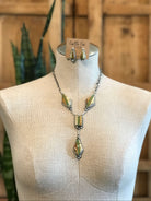 The Palo Pinto Lariat Necklace Set-Necklaces-Calli Co., Turquoise and Silver Jewelry, Native American Handmade, Zuni Tribe, Navajo Tribe, Brock Texas