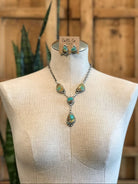 The Sabino Lariat Necklace Set-Necklaces-Calli Co., Turquoise and Silver Jewelry, Native American Handmade, Zuni Tribe, Navajo Tribe, Brock Texas