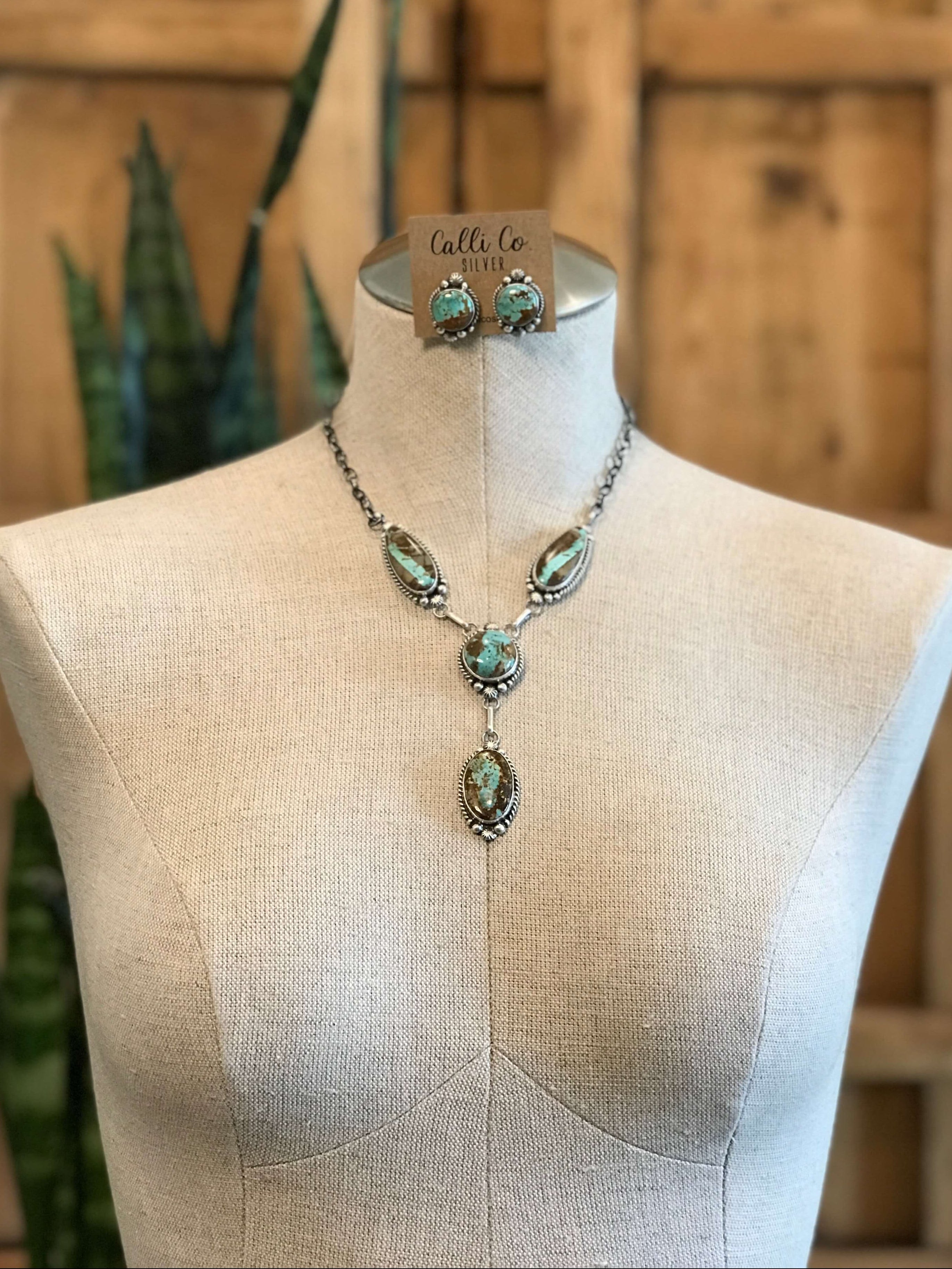 The Big Bend Lariat Necklace Set-Necklaces-Calli Co., Turquoise and Silver Jewelry, Native American Handmade, Zuni Tribe, Navajo Tribe, Brock Texas