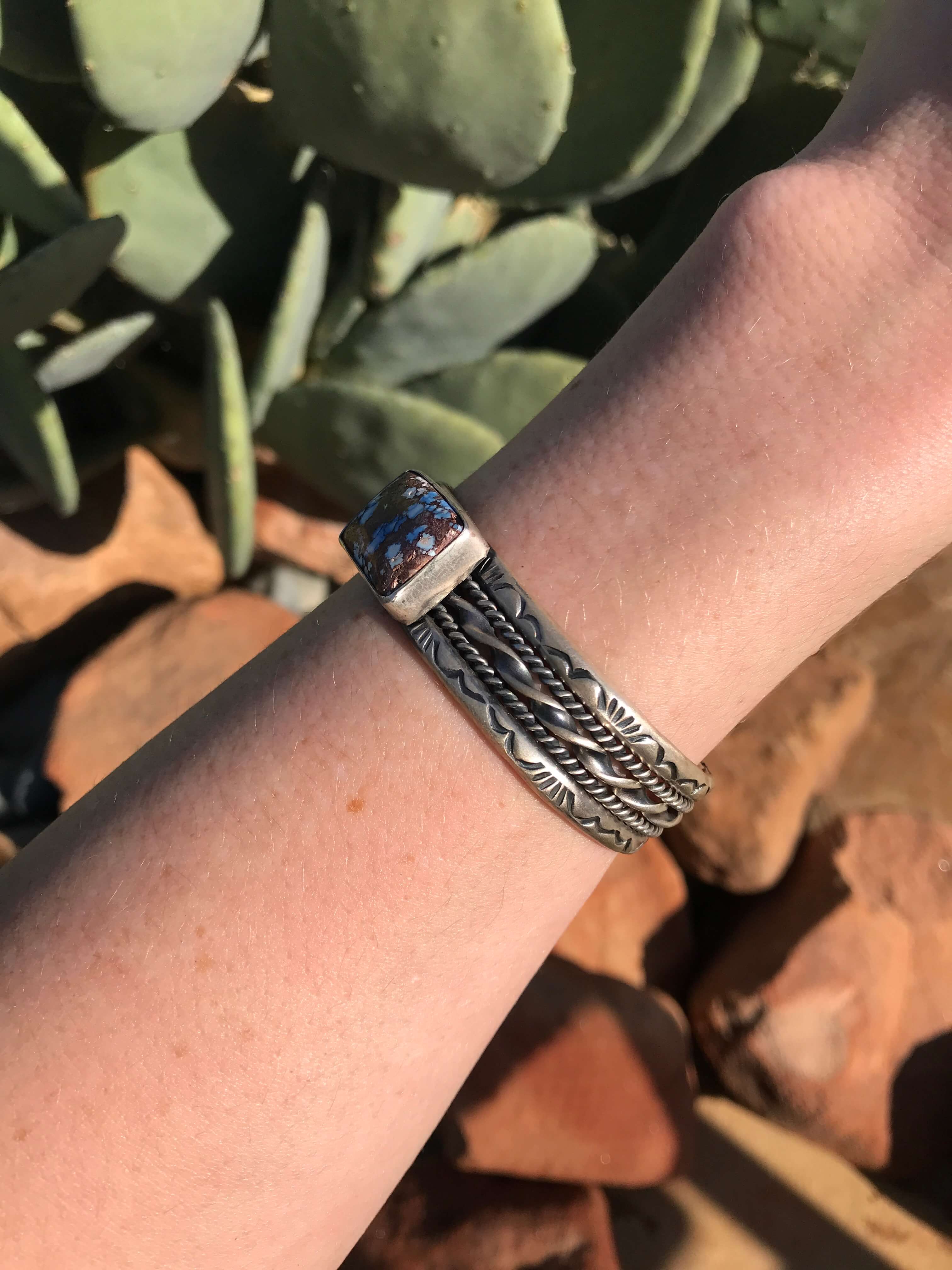 The Triple Twist Turquoise Cuff-Bracelets & Cuffs-Calli Co., Turquoise and Silver Jewelry, Native American Handmade, Zuni Tribe, Navajo Tribe, Brock Texas