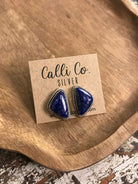 The Lost Creek Lapis Studs, 1-Earrings-Calli Co., Turquoise and Silver Jewelry, Native American Handmade, Zuni Tribe, Navajo Tribe, Brock Texas