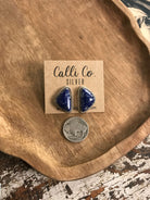 The Lost Creek Lapis Studs, 2-Earrings-Calli Co., Turquoise and Silver Jewelry, Native American Handmade, Zuni Tribe, Navajo Tribe, Brock Texas