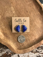 The Lost Creek Lapis Studs, 3-Earrings-Calli Co., Turquoise and Silver Jewelry, Native American Handmade, Zuni Tribe, Navajo Tribe, Brock Texas
