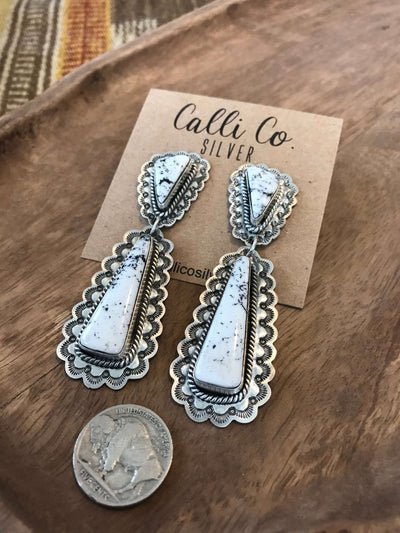 The Superior Earrings, 1-Earrings-Calli Co., Turquoise and Silver Jewelry, Native American Handmade, Zuni Tribe, Navajo Tribe, Brock Texas