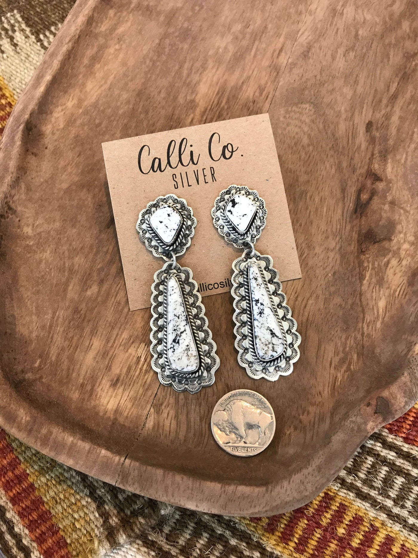 The Superior Earrings, 2-Earrings-Calli Co., Turquoise and Silver Jewelry, Native American Handmade, Zuni Tribe, Navajo Tribe, Brock Texas