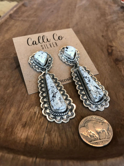 The Superior Earrings, 2-Earrings-Calli Co., Turquoise and Silver Jewelry, Native American Handmade, Zuni Tribe, Navajo Tribe, Brock Texas