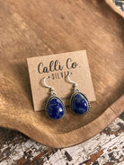 The Jude Lapis Dangles, 2-Earrings-Calli Co., Turquoise and Silver Jewelry, Native American Handmade, Zuni Tribe, Navajo Tribe, Brock Texas