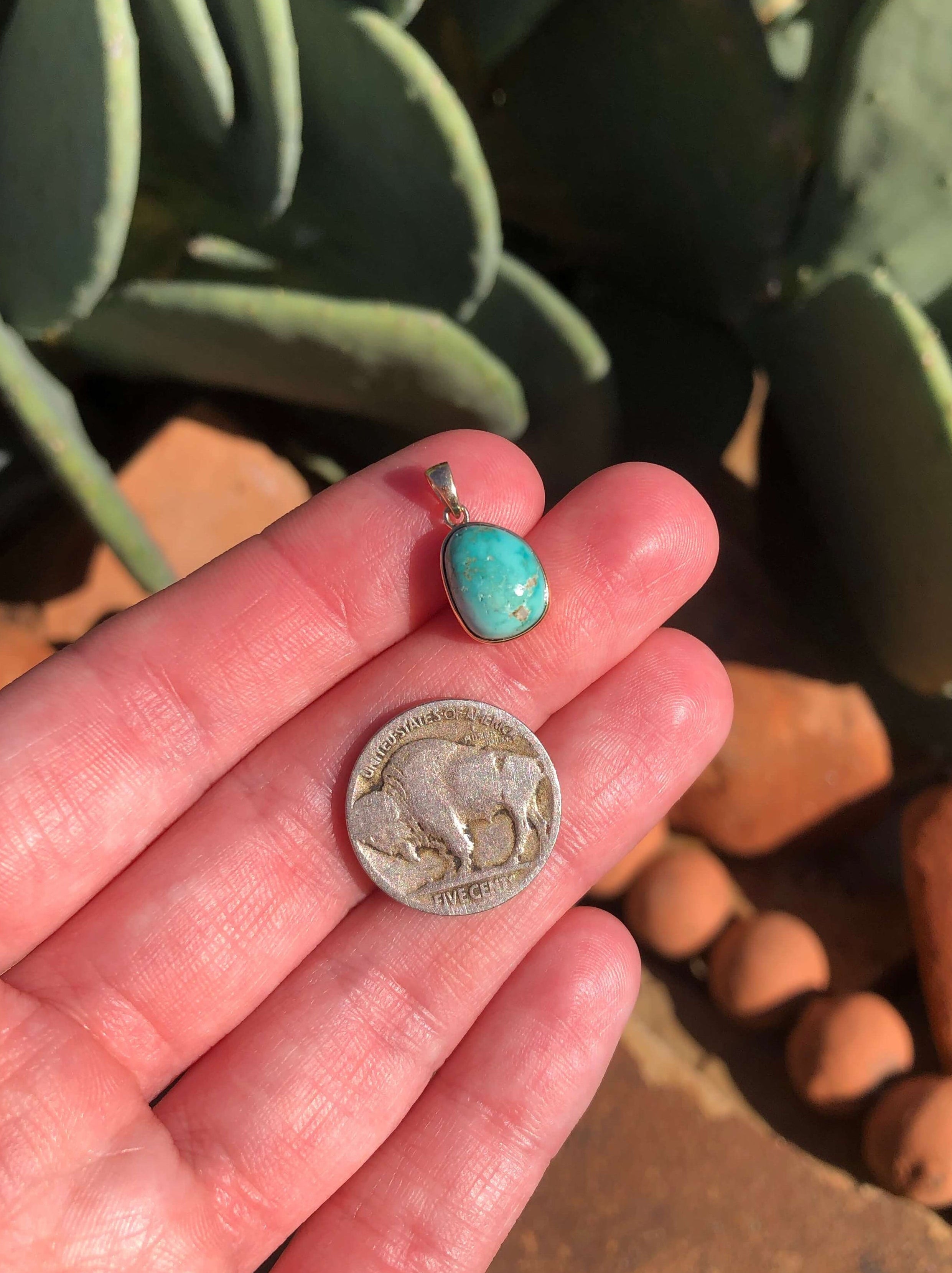 The Nordic 14k and Turquoise Pendant, 8-Pendants-Calli Co., Turquoise and Silver Jewelry, Native American Handmade, Zuni Tribe, Navajo Tribe, Brock Texas