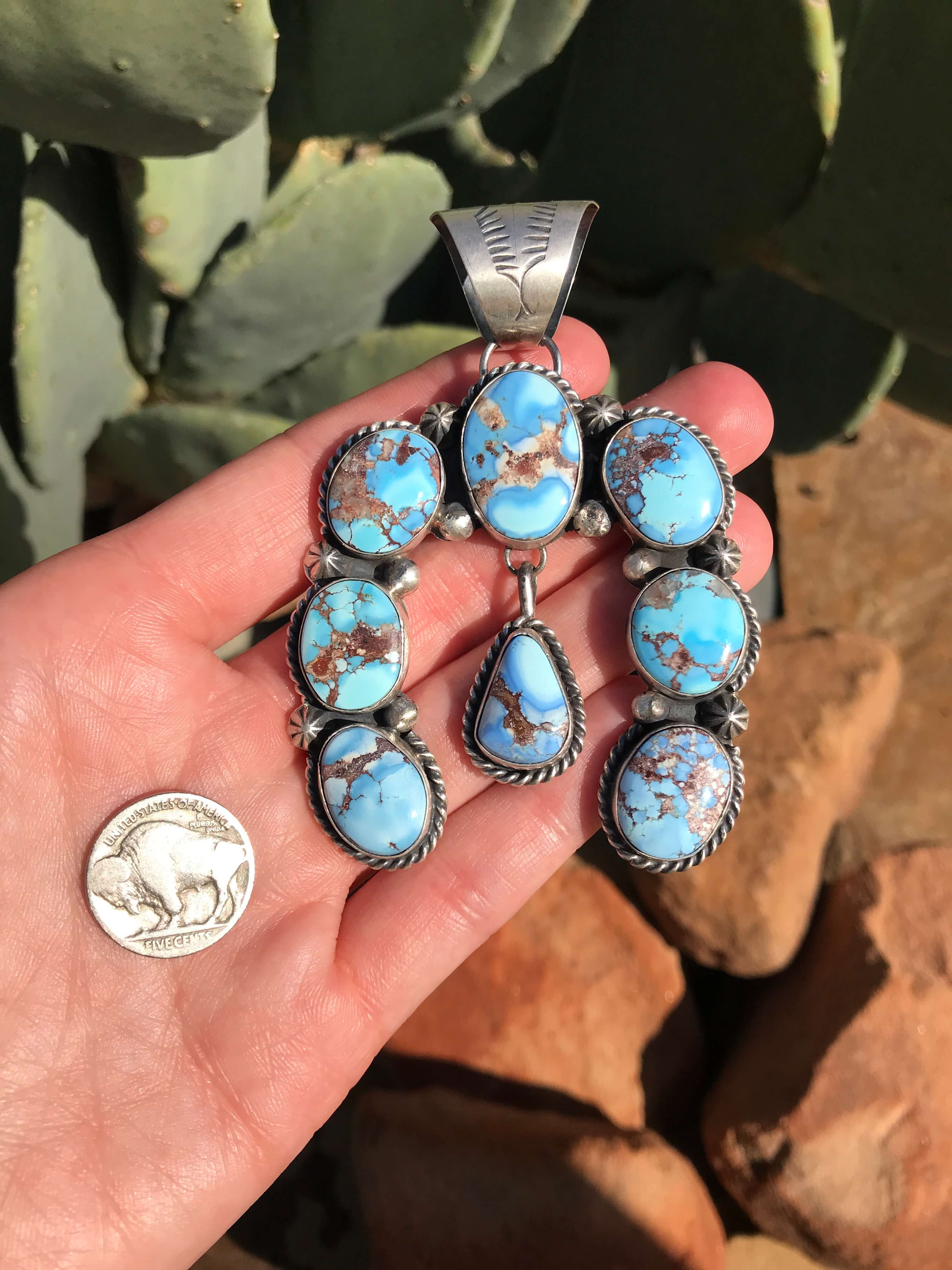 The Bixby Naja Pendant-Pendants-Calli Co., Turquoise and Silver Jewelry, Native American Handmade, Zuni Tribe, Navajo Tribe, Brock Texas