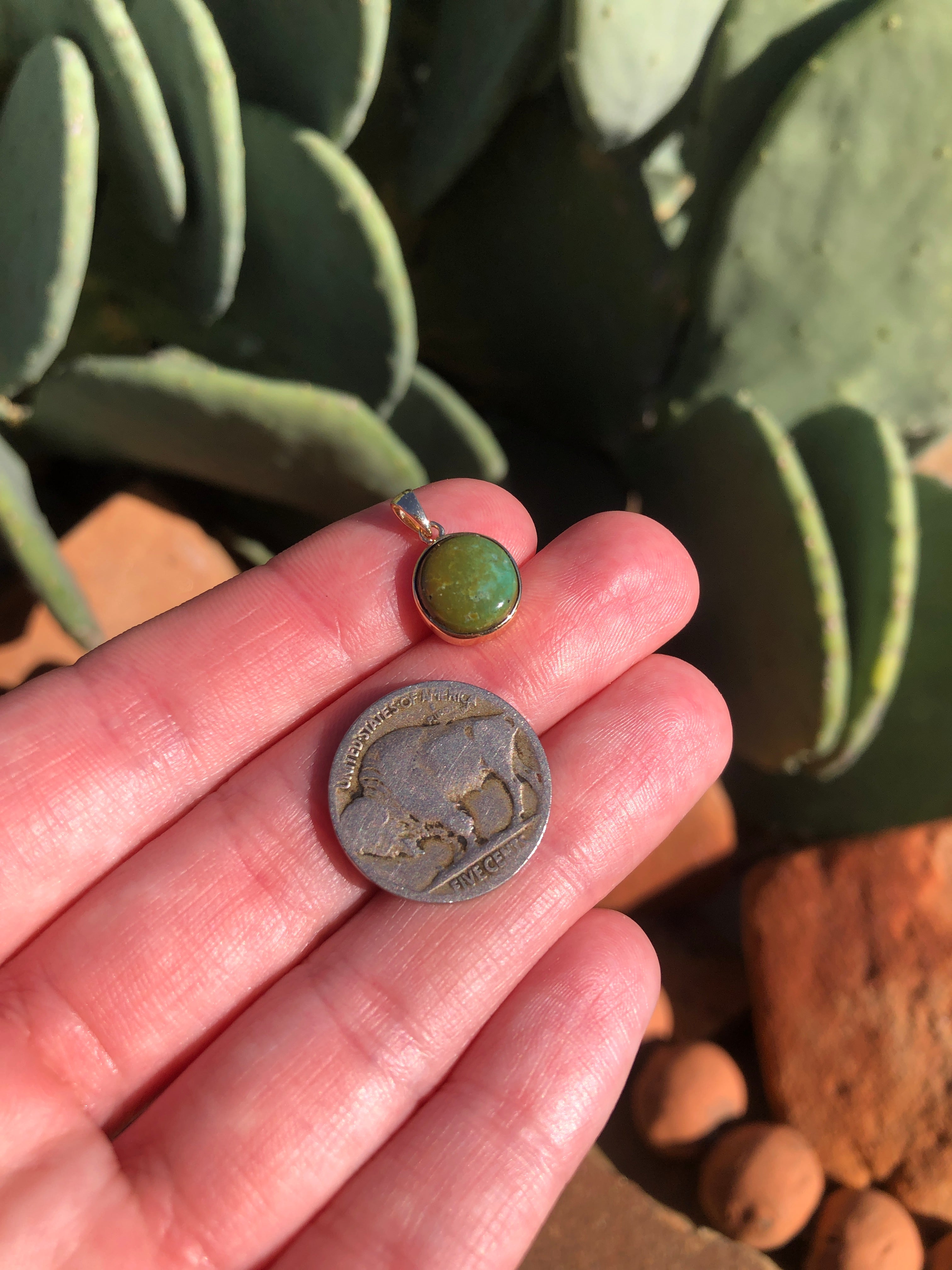 The Nordic 14k and Turquoise Pendant, 16-Pendants-Calli Co., Turquoise and Silver Jewelry, Native American Handmade, Zuni Tribe, Navajo Tribe, Brock Texas
