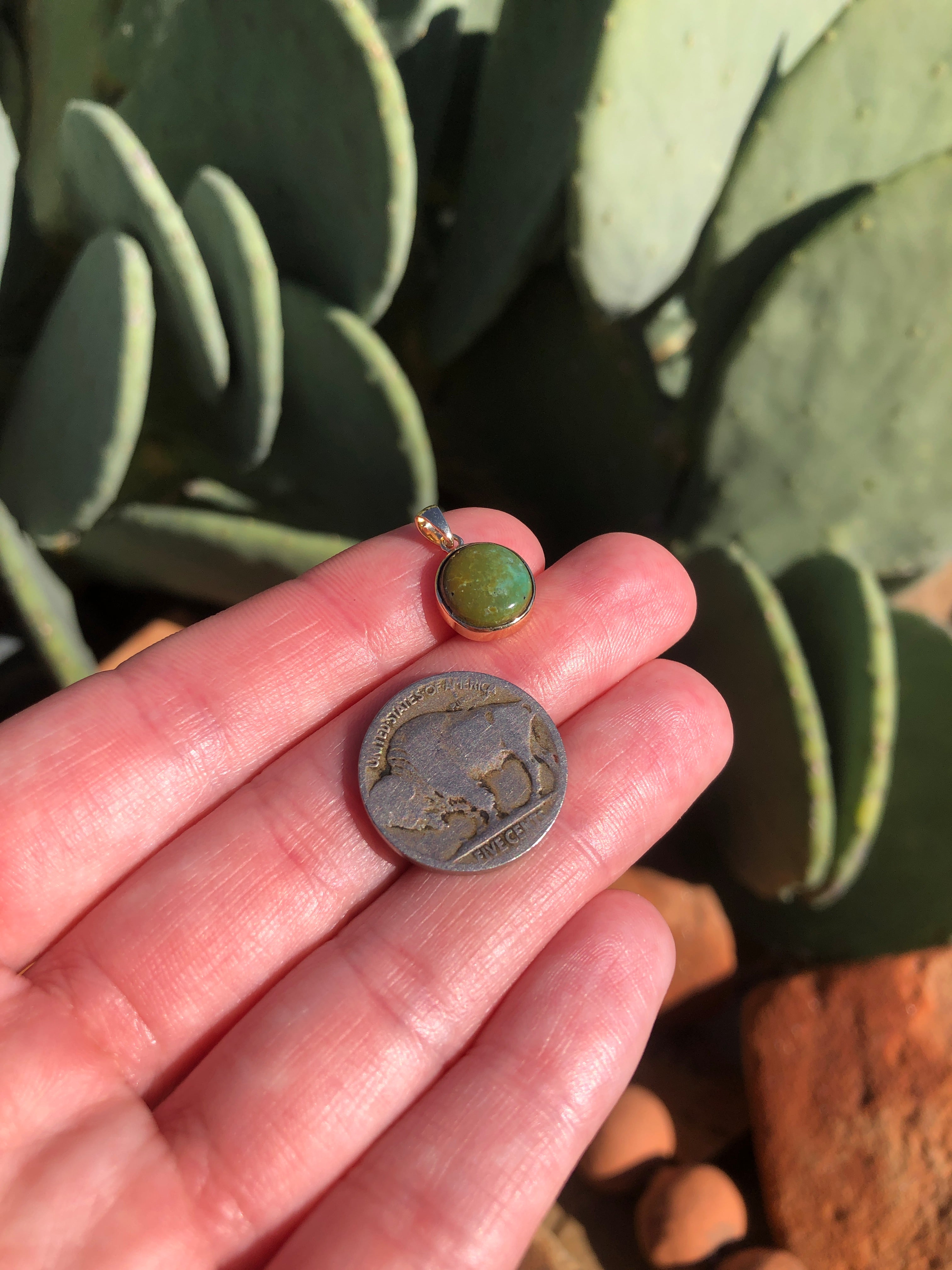 The Nordic 14k and Turquoise Pendant, 16-Pendants-Calli Co., Turquoise and Silver Jewelry, Native American Handmade, Zuni Tribe, Navajo Tribe, Brock Texas