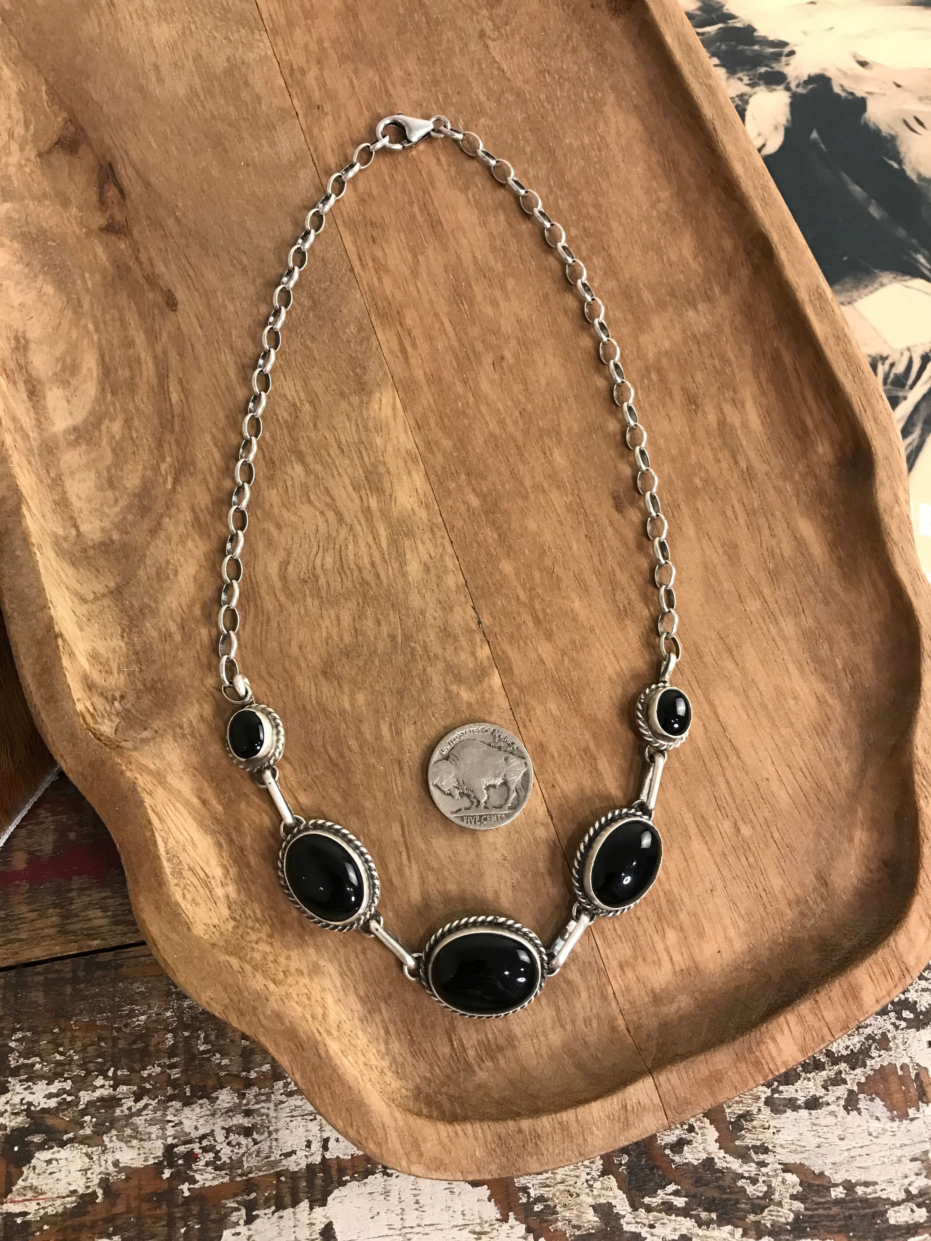 The Kelowna Statement Necklace-Necklaces-Calli Co., Turquoise and Silver Jewelry, Native American Handmade, Zuni Tribe, Navajo Tribe, Brock Texas