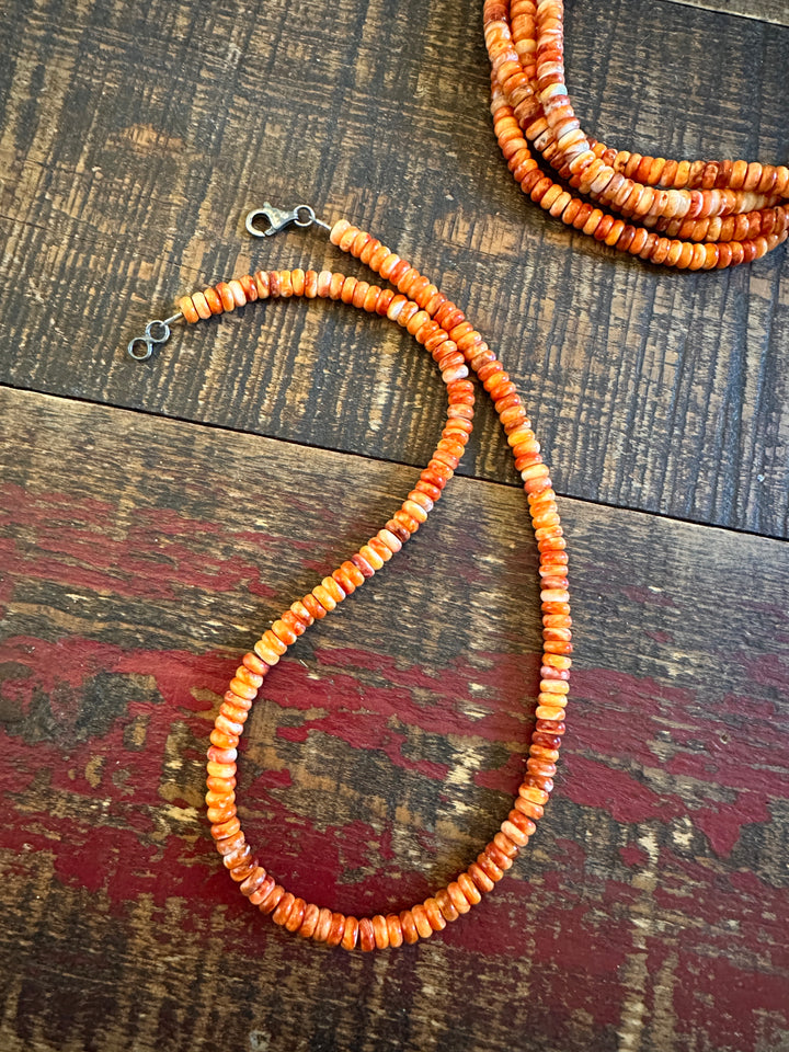 The Uppsala Necklace in Orange Spiny-Necklaces-Calli Co., Turquoise and Silver Jewelry, Native American Handmade, Zuni Tribe, Navajo Tribe, Brock Texas
