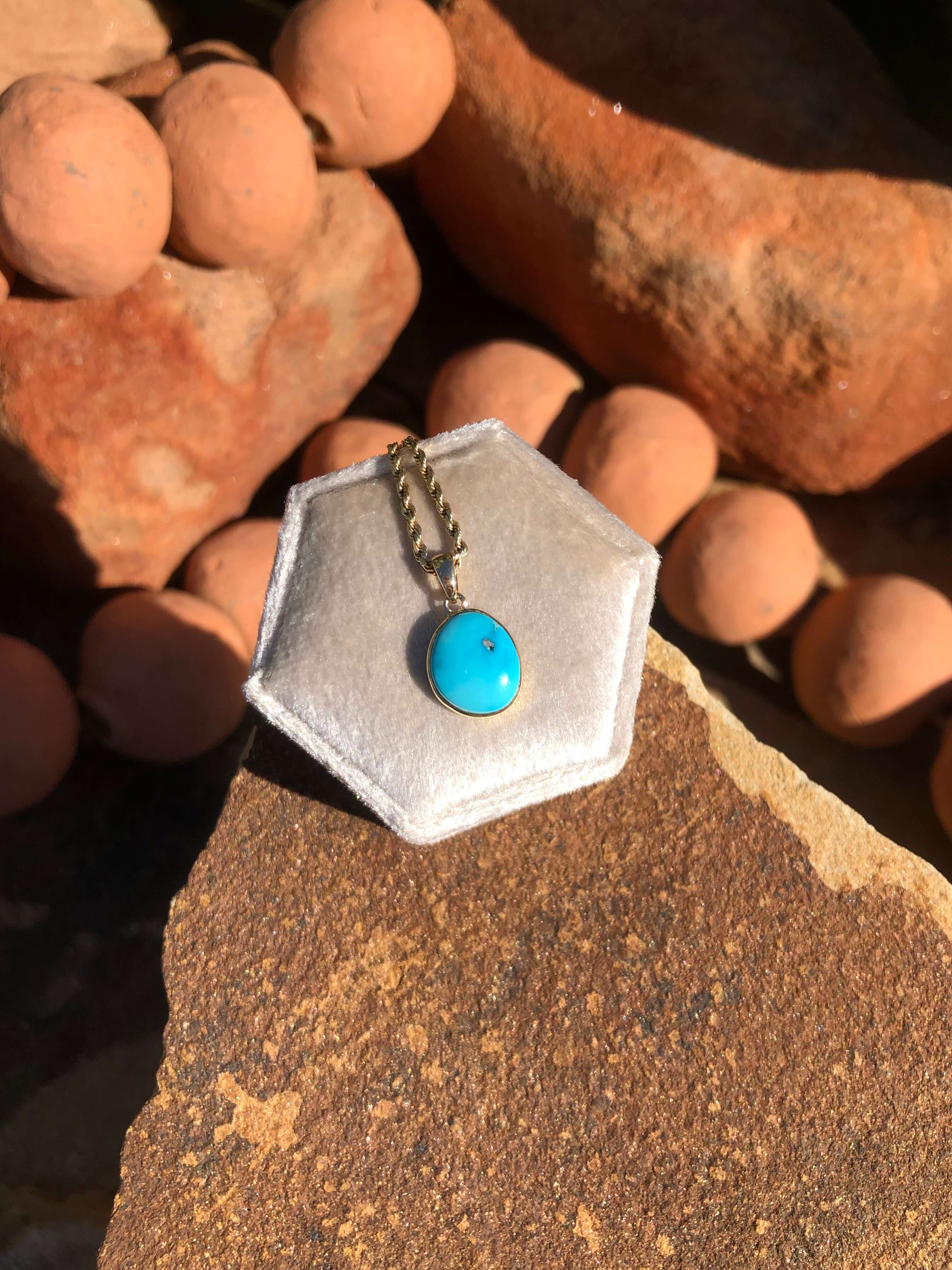 The Nordic 14k and Turquoise Pendant, 9 – Calli Co. Silver