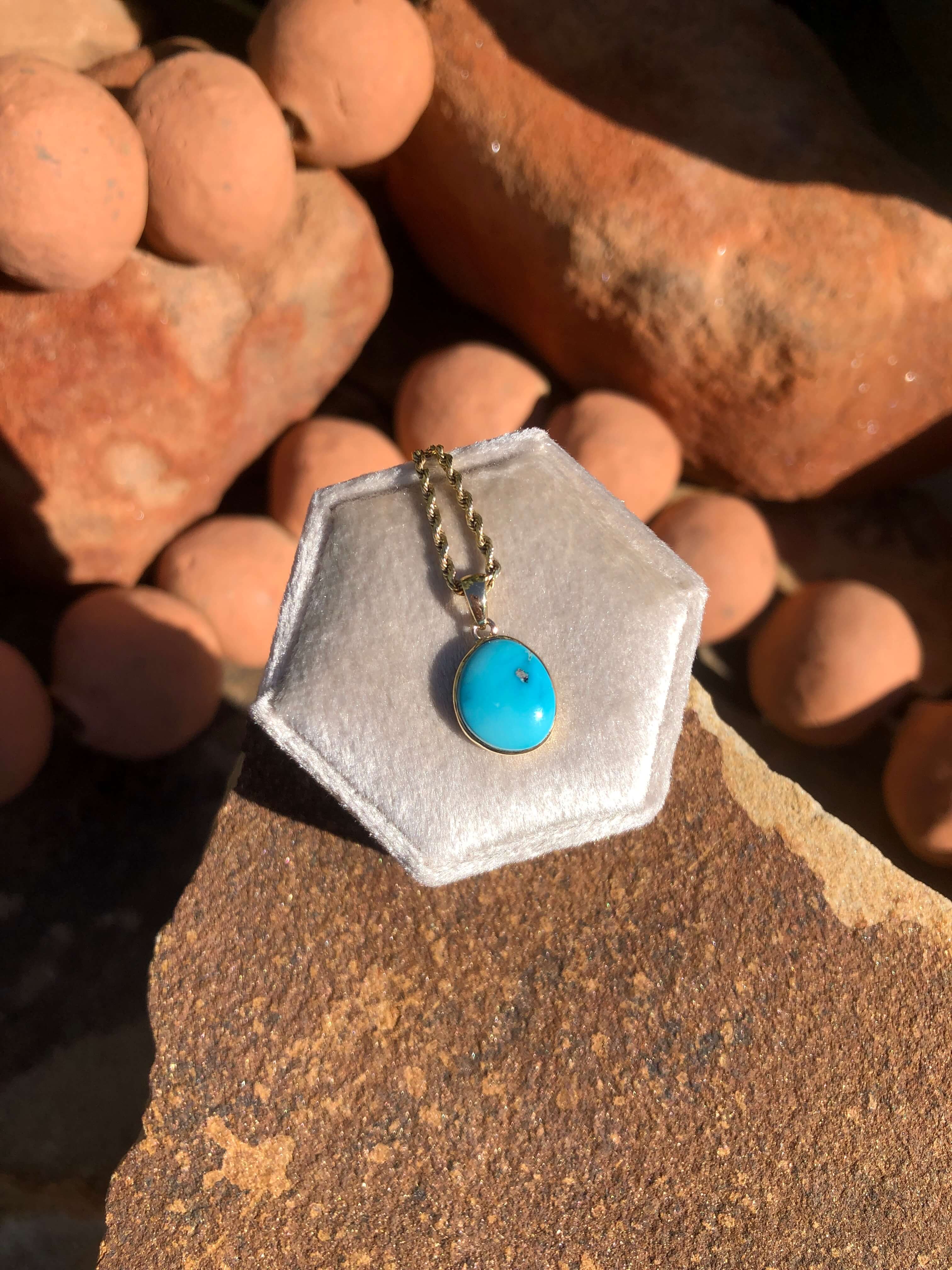 The Nordic 14k and Turquoise Pendant, 9-Pendants-Calli Co., Turquoise and Silver Jewelry, Native American Handmade, Zuni Tribe, Navajo Tribe, Brock Texas