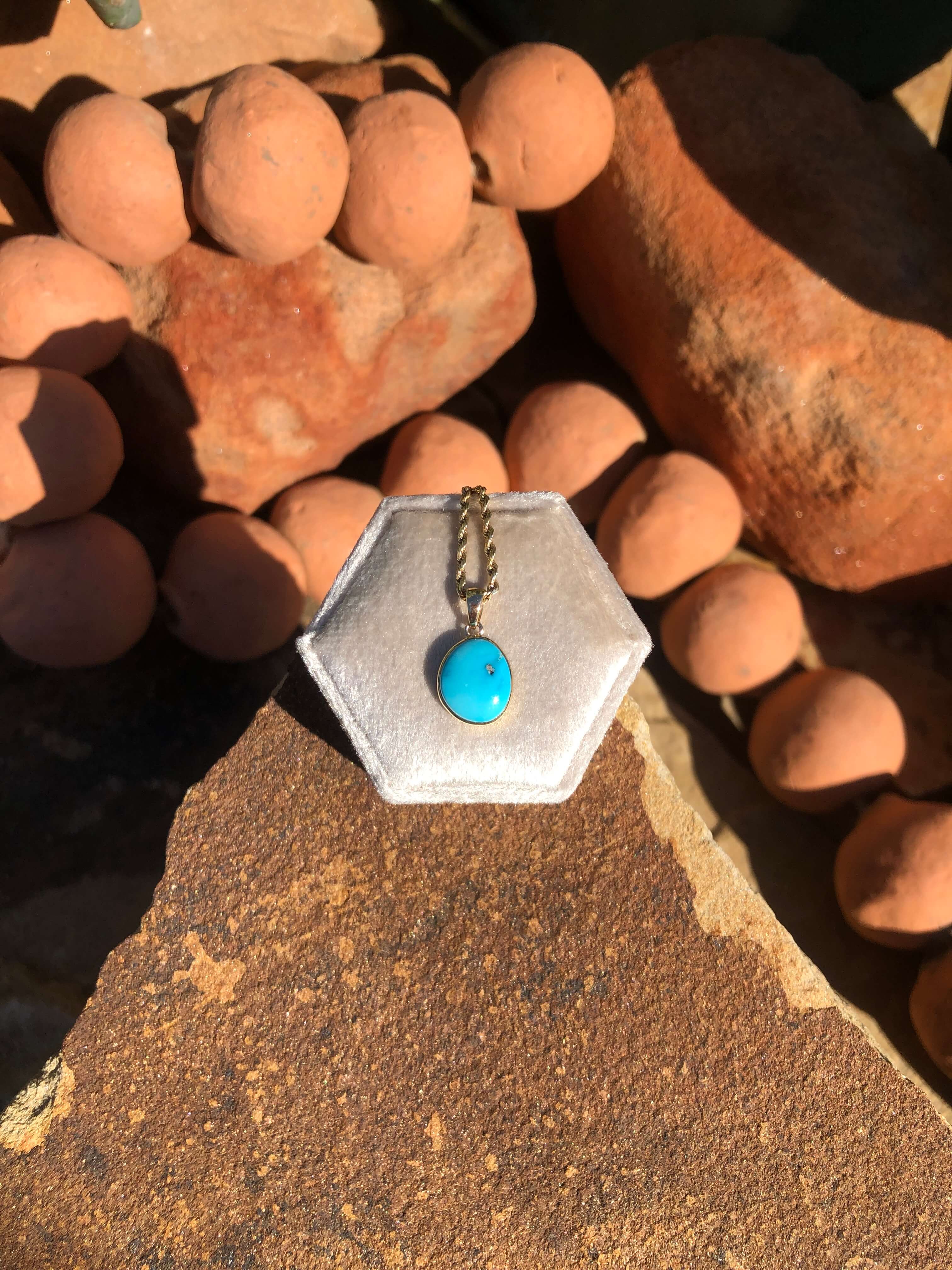 The Nordic 14k and Turquoise Pendant, 9-Pendants-Calli Co., Turquoise and Silver Jewelry, Native American Handmade, Zuni Tribe, Navajo Tribe, Brock Texas