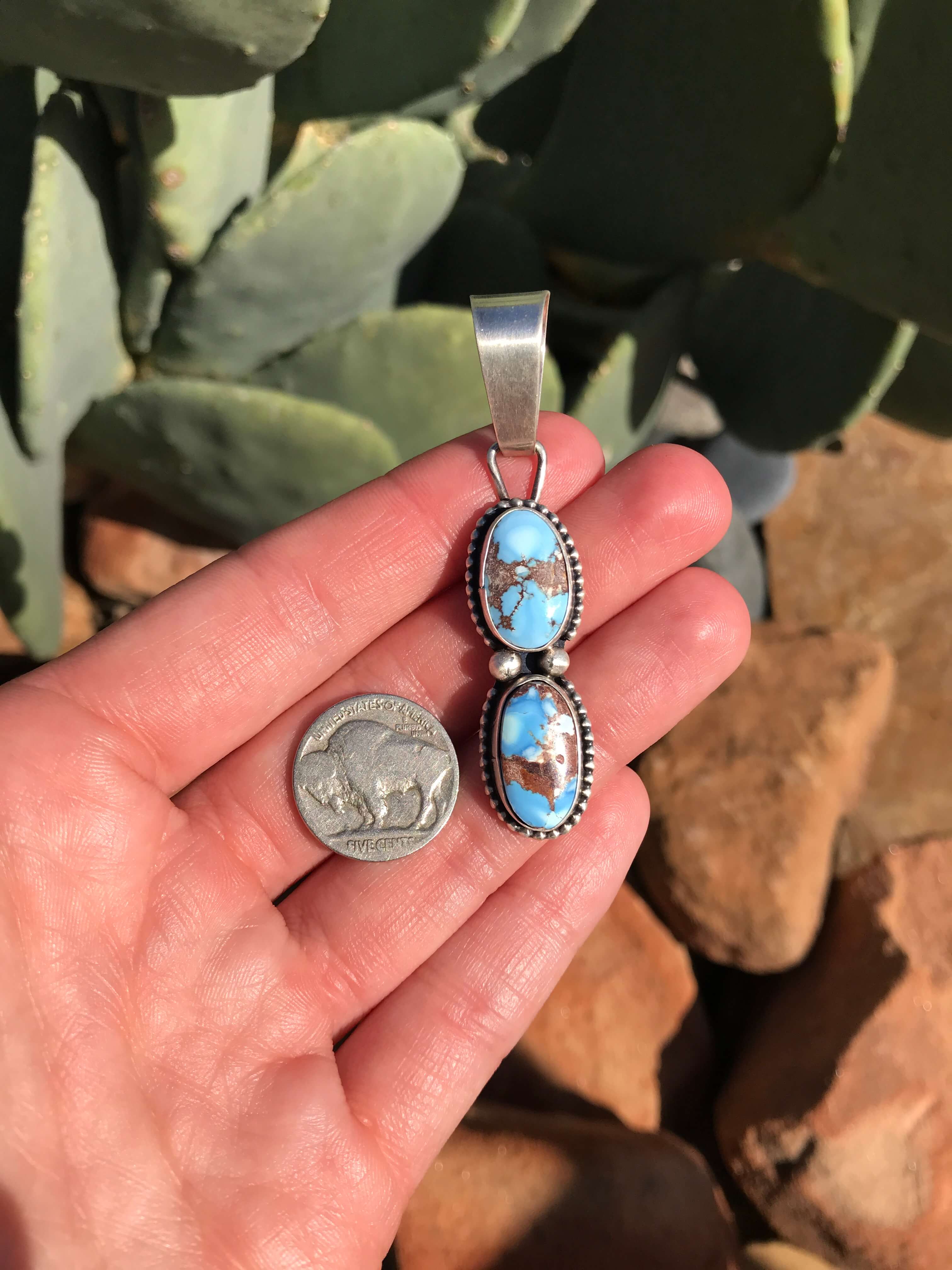 The Betsy Pendant, 1-Pendants-Calli Co., Turquoise and Silver Jewelry, Native American Handmade, Zuni Tribe, Navajo Tribe, Brock Texas