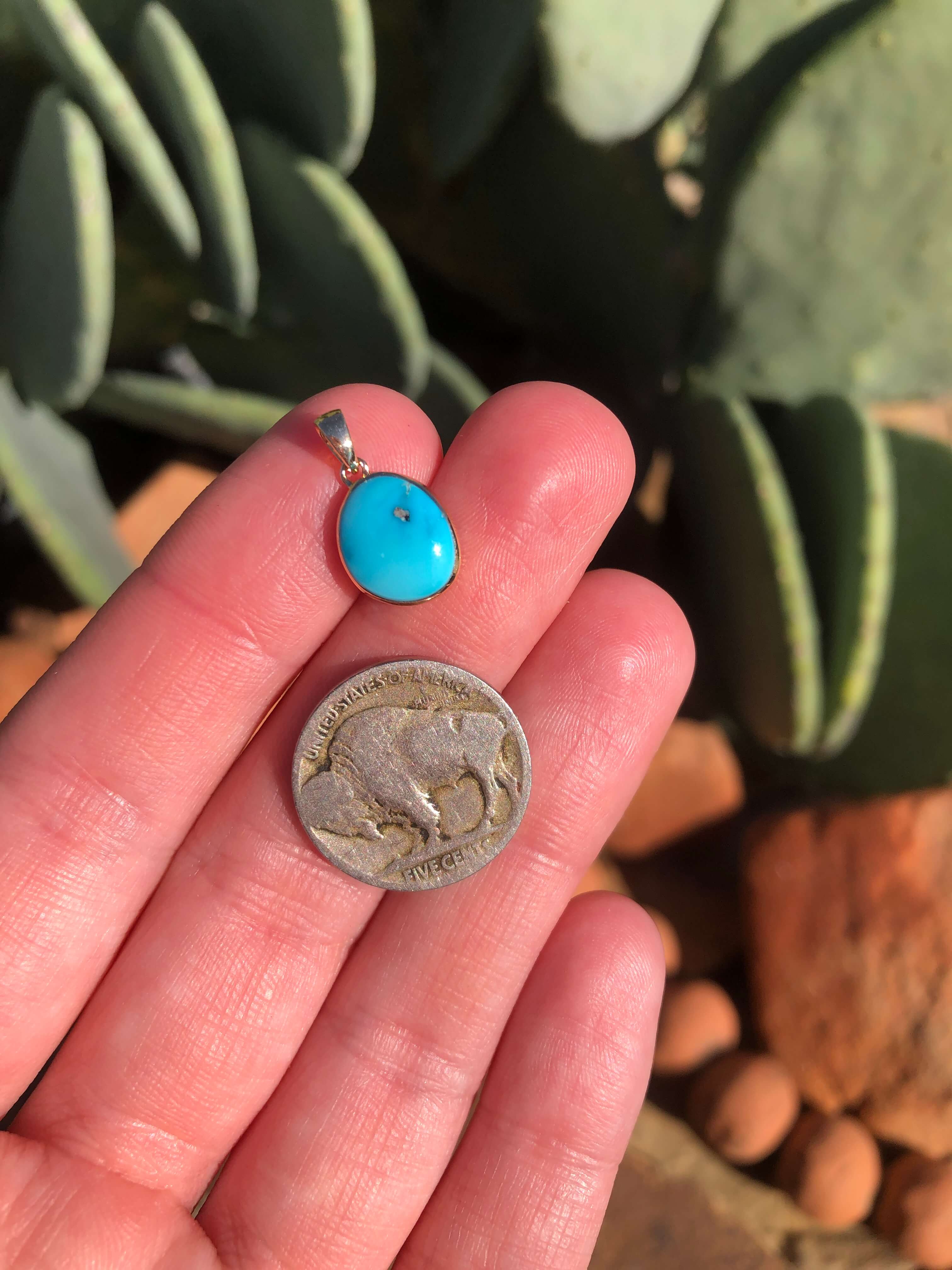 The Nordic 14k and Turquoise Pendant, 9-Pendants-Calli Co., Turquoise and Silver Jewelry, Native American Handmade, Zuni Tribe, Navajo Tribe, Brock Texas