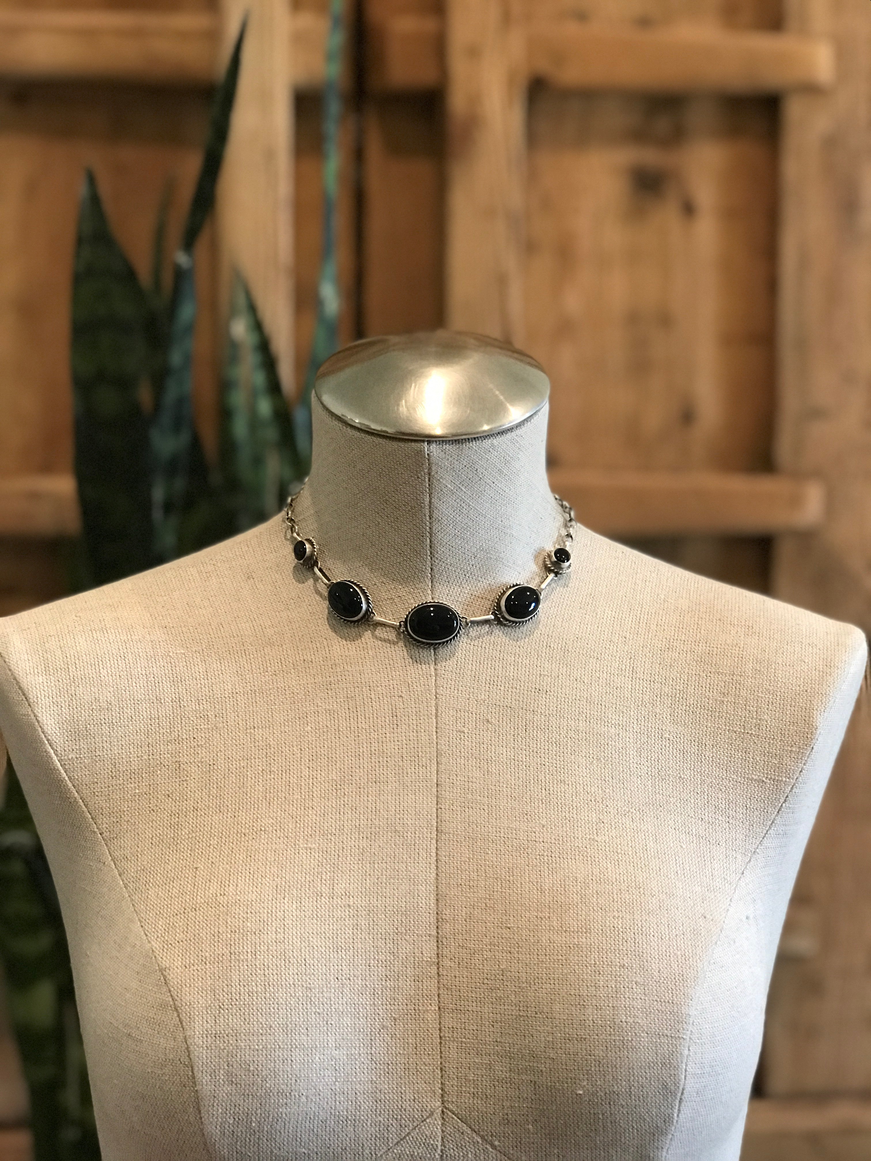 The Kelowna Statement Necklace-Necklaces-Calli Co., Turquoise and Silver Jewelry, Native American Handmade, Zuni Tribe, Navajo Tribe, Brock Texas