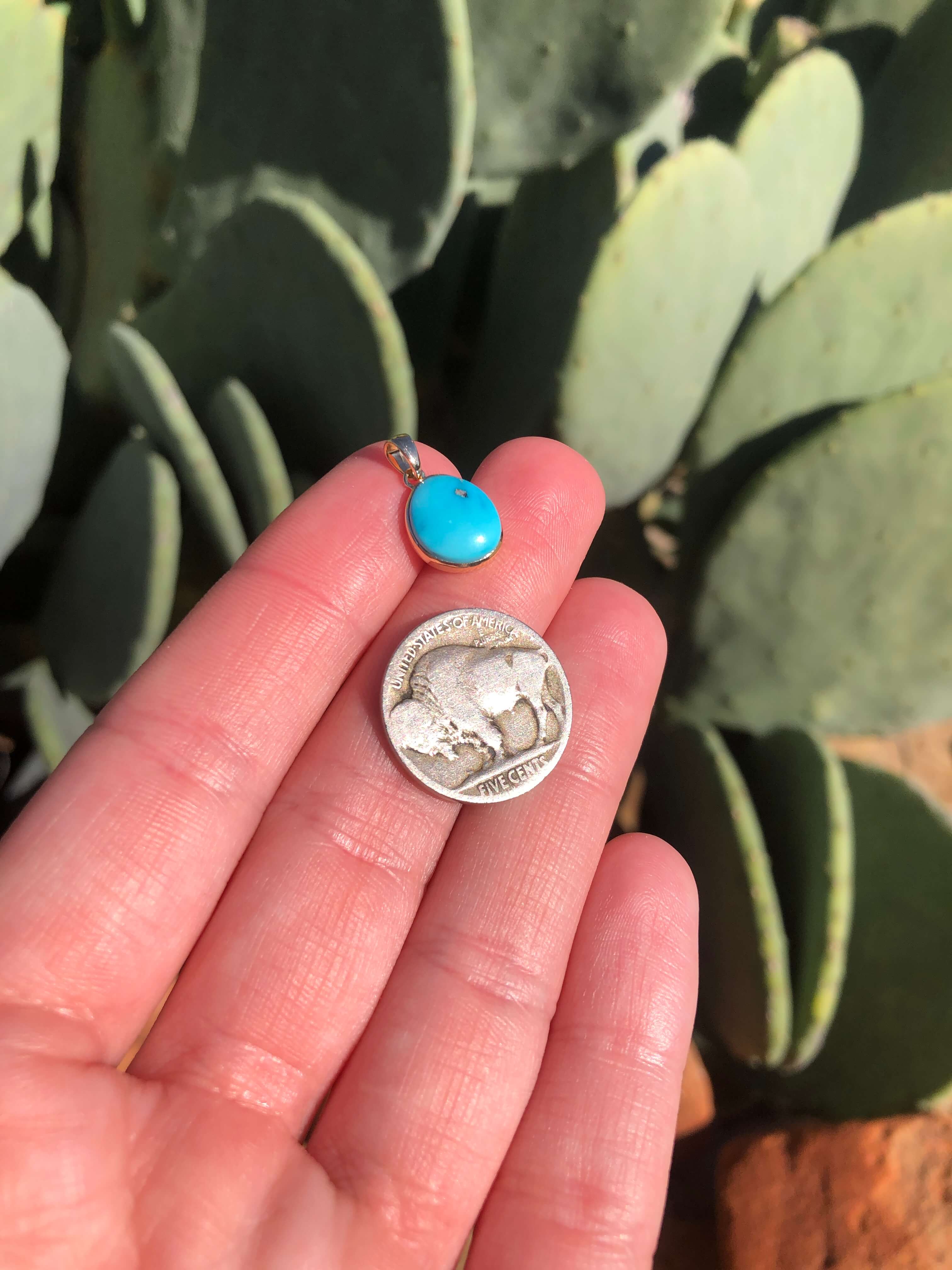 The Nordic 14k and Turquoise Pendant, 9 – Calli Co. Silver