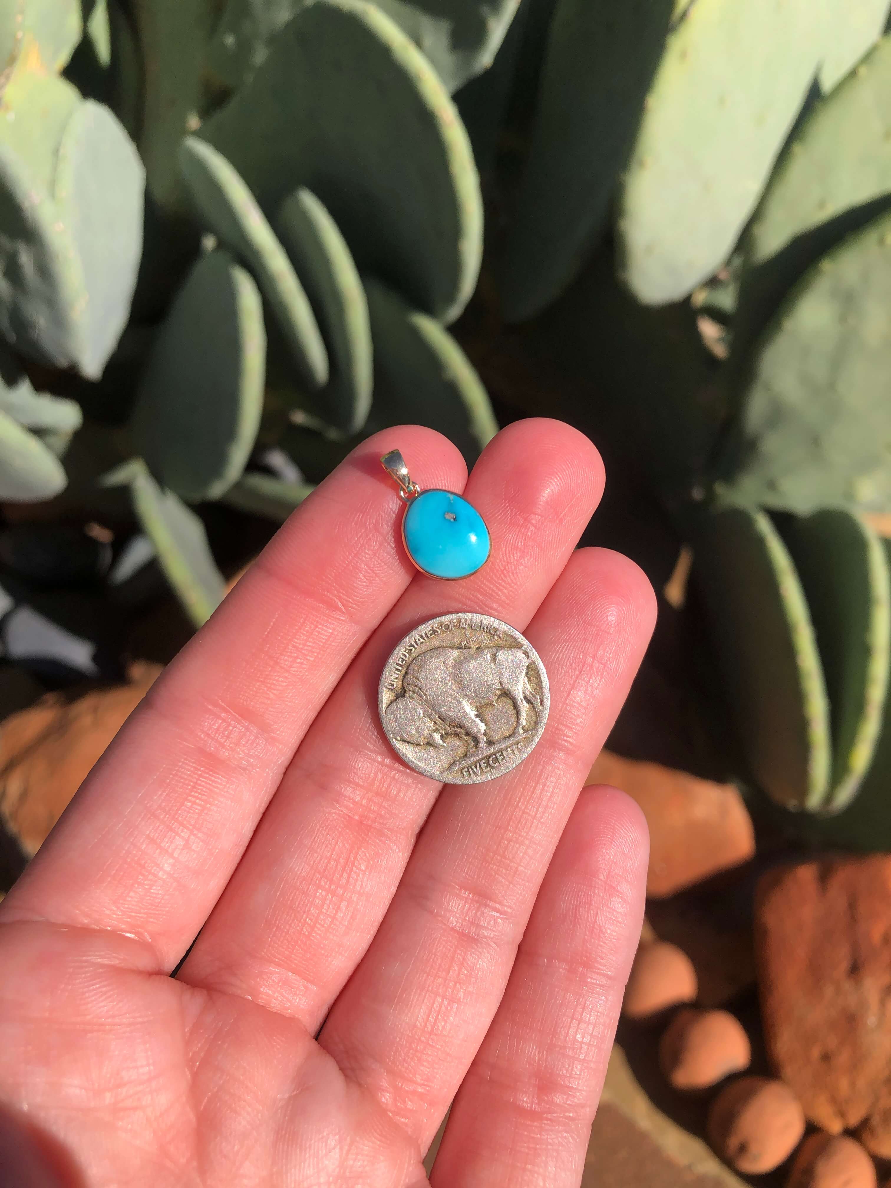 The Nordic 14k and Turquoise Pendant, 9-Pendants-Calli Co., Turquoise and Silver Jewelry, Native American Handmade, Zuni Tribe, Navajo Tribe, Brock Texas