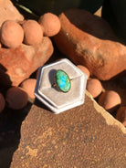 The London 14k and Turquoise Ring 12, Sz 7-Rings-Calli Co., Turquoise and Silver Jewelry, Native American Handmade, Zuni Tribe, Navajo Tribe, Brock Texas