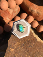 The London 14k and Turquoise Ring 12, Sz 7-Rings-Calli Co., Turquoise and Silver Jewelry, Native American Handmade, Zuni Tribe, Navajo Tribe, Brock Texas