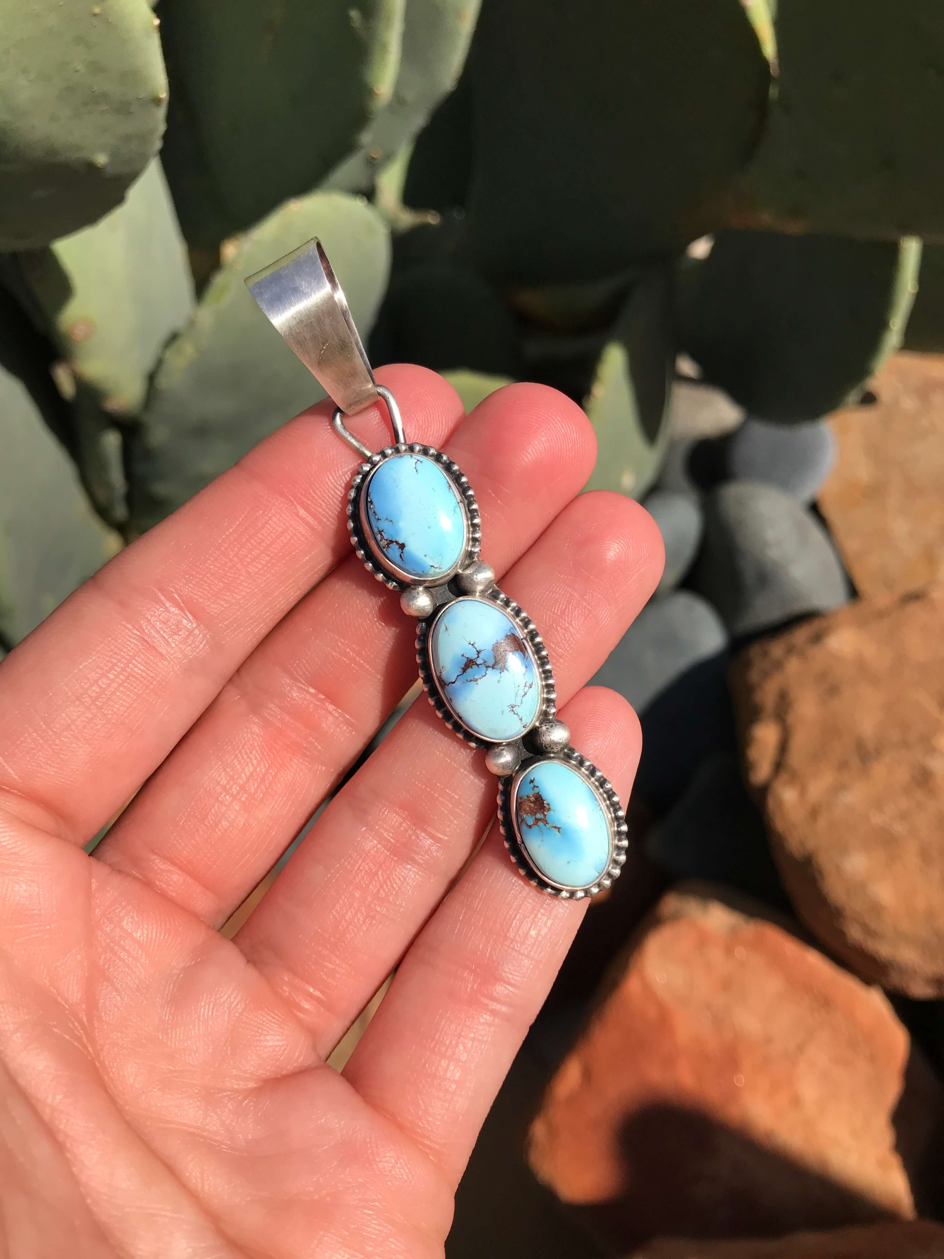 The Jilly Pendant, 1-Pendants-Calli Co., Turquoise and Silver Jewelry, Native American Handmade, Zuni Tribe, Navajo Tribe, Brock Texas