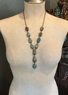 The Everyl Boulder Turquoise Lariat Necklace Set-Necklaces-Calli Co., Turquoise and Silver Jewelry, Native American Handmade, Zuni Tribe, Navajo Tribe, Brock Texas