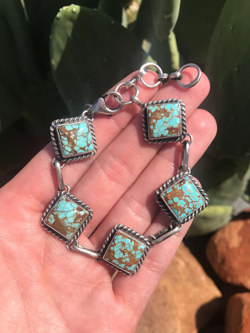The Number 8 Link Bracelet-Bracelets & Cuffs-Calli Co., Turquoise and Silver Jewelry, Native American Handmade, Zuni Tribe, Navajo Tribe, Brock Texas