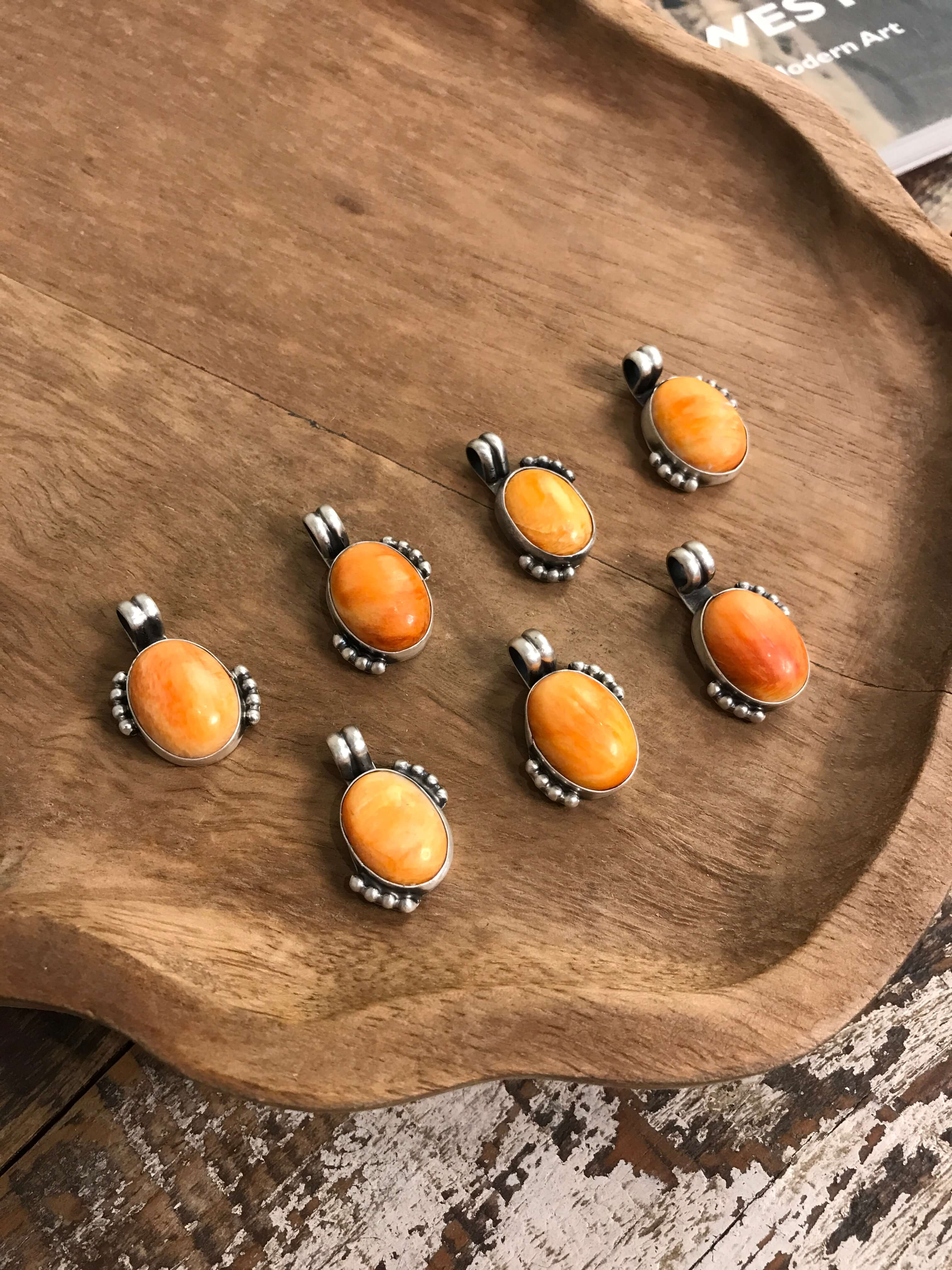 The Palmetto Pendants in Spiny-Pendants-Calli Co., Turquoise and Silver Jewelry, Native American Handmade, Zuni Tribe, Navajo Tribe, Brock Texas