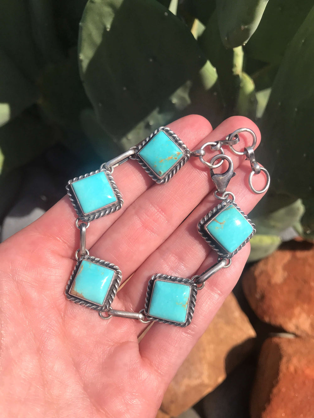 The Kingman Link Bracelet, 11-Bracelets & Cuffs-Calli Co., Turquoise and Silver Jewelry, Native American Handmade, Zuni Tribe, Navajo Tribe, Brock Texas