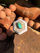 The London 14k and Turquoise Ring 12, Sz 7-Rings-Calli Co., Turquoise and Silver Jewelry, Native American Handmade, Zuni Tribe, Navajo Tribe, Brock Texas