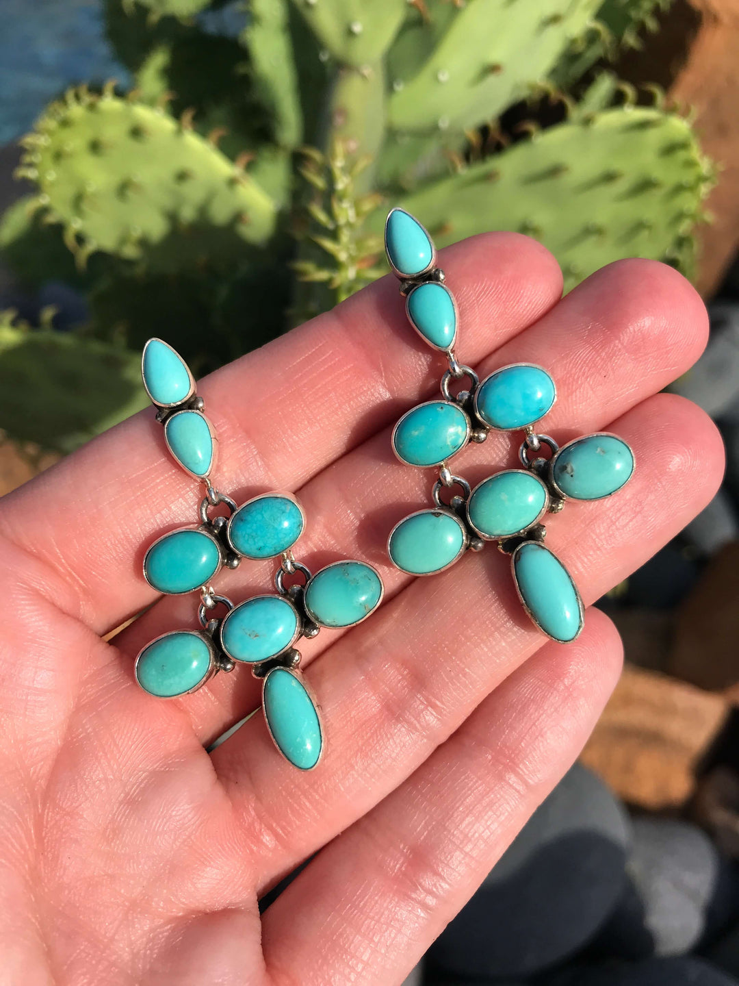 The Araceli Earrings-Earrings-Calli Co., Turquoise and Silver Jewelry, Native American Handmade, Zuni Tribe, Navajo Tribe, Brock Texas