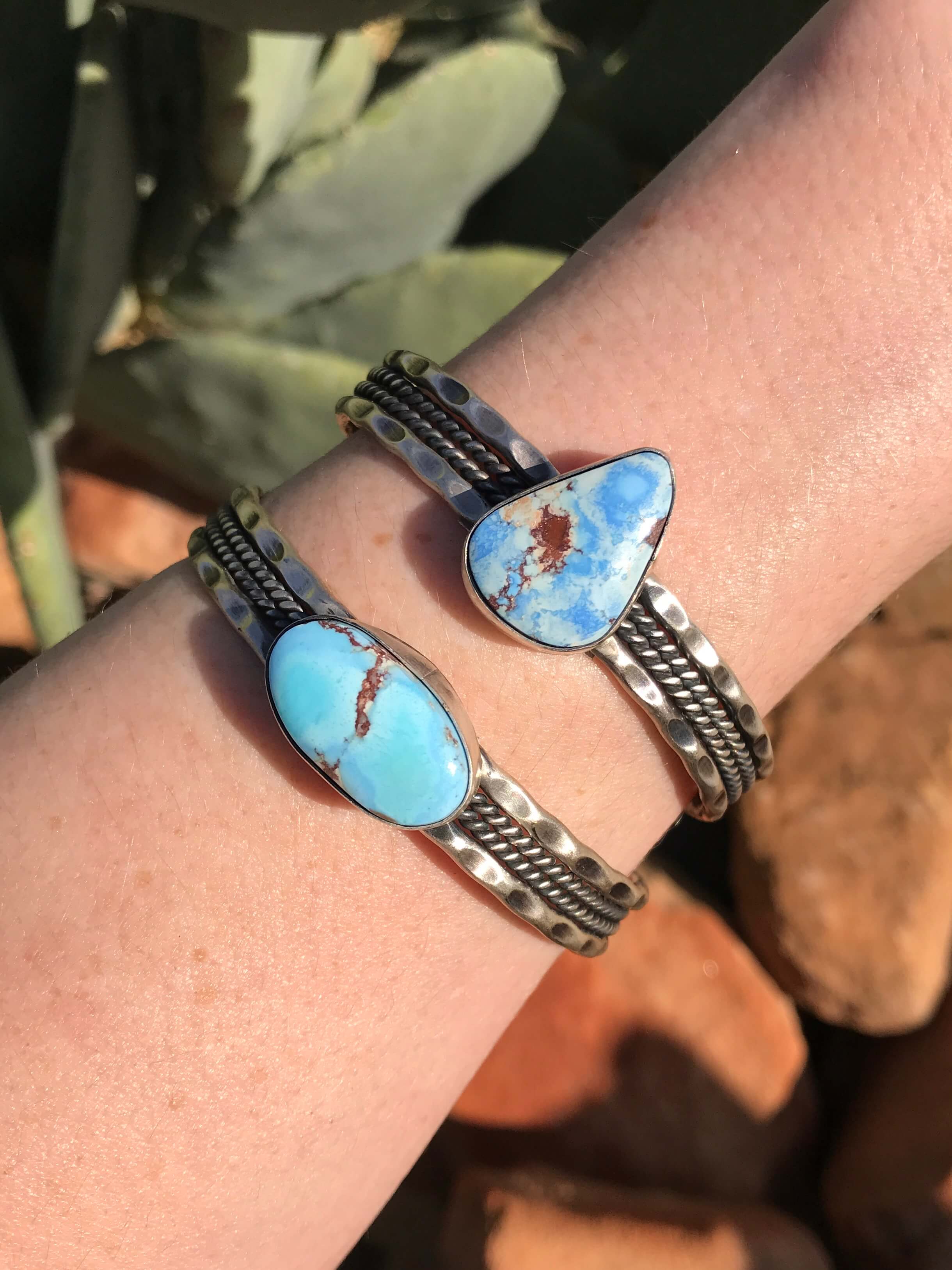 The Murtaugh Cuffs-Bracelets & Cuffs-Calli Co., Turquoise and Silver Jewelry, Native American Handmade, Zuni Tribe, Navajo Tribe, Brock Texas