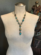 The Everyl Boulder Turquoise Lariat Necklace Set-Necklaces-Calli Co., Turquoise and Silver Jewelry, Native American Handmade, Zuni Tribe, Navajo Tribe, Brock Texas