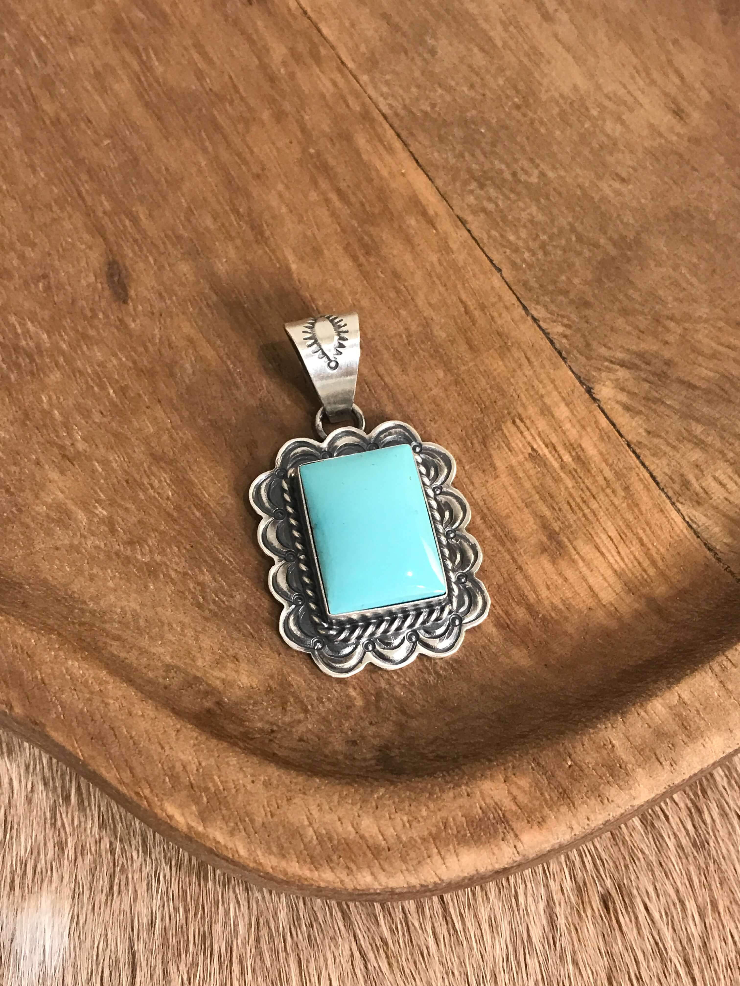 The Sycamore Turquoise Pendant, 2-Pendants-Calli Co., Turquoise and Silver Jewelry, Native American Handmade, Zuni Tribe, Navajo Tribe, Brock Texas
