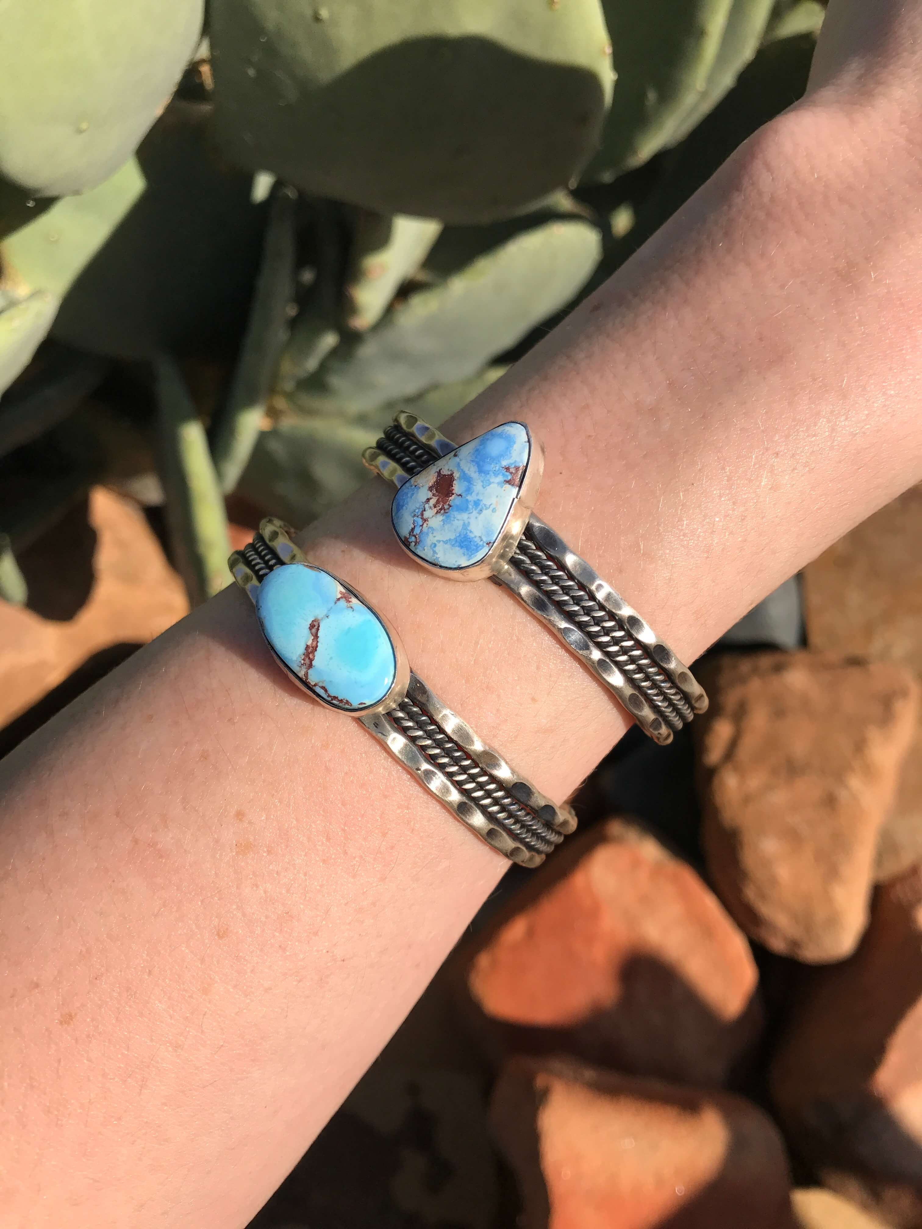 The Murtaugh Cuffs-Bracelets & Cuffs-Calli Co., Turquoise and Silver Jewelry, Native American Handmade, Zuni Tribe, Navajo Tribe, Brock Texas