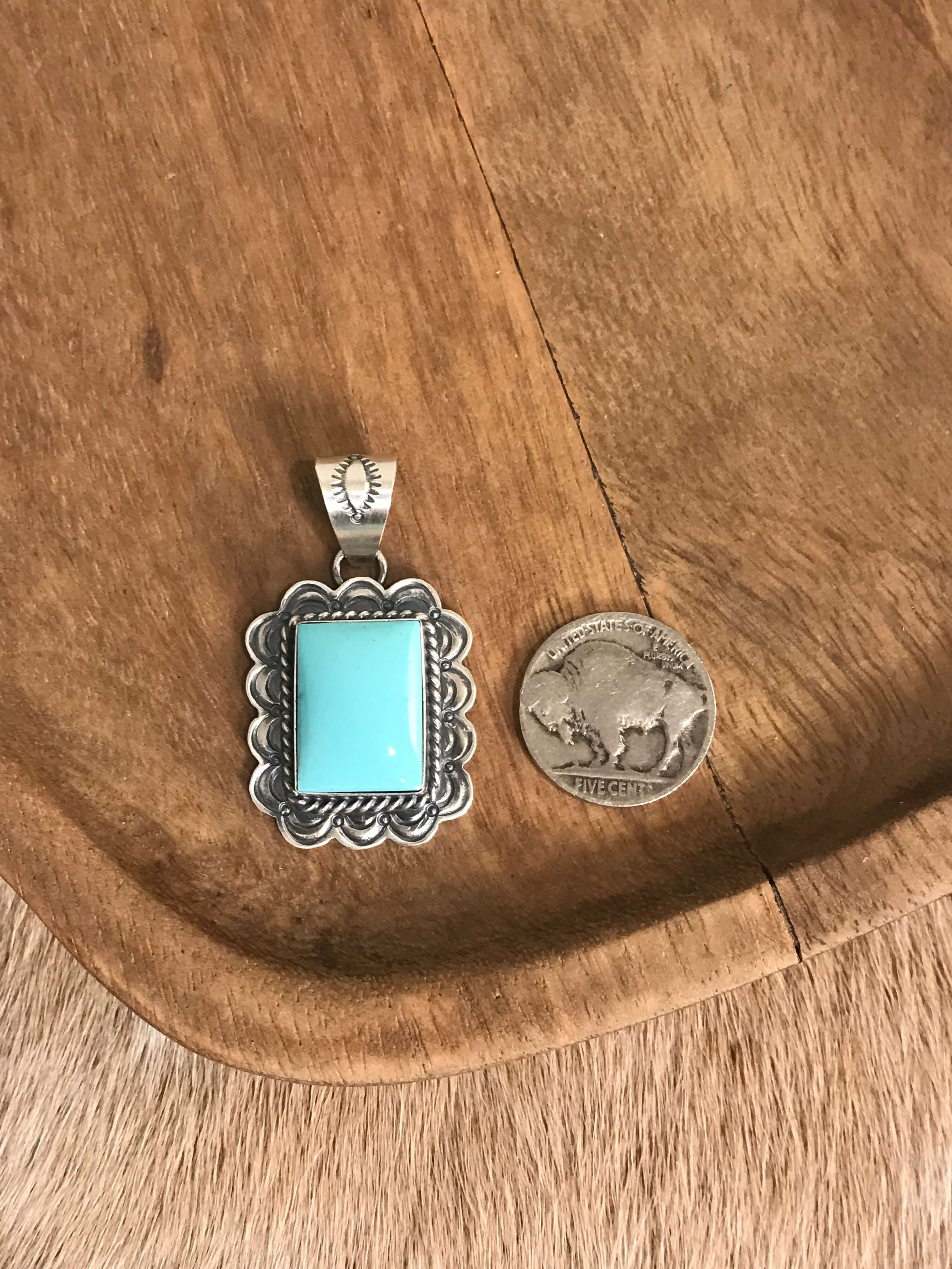 The Sycamore Turquoise Pendant, 2-Pendants-Calli Co., Turquoise and Silver Jewelry, Native American Handmade, Zuni Tribe, Navajo Tribe, Brock Texas