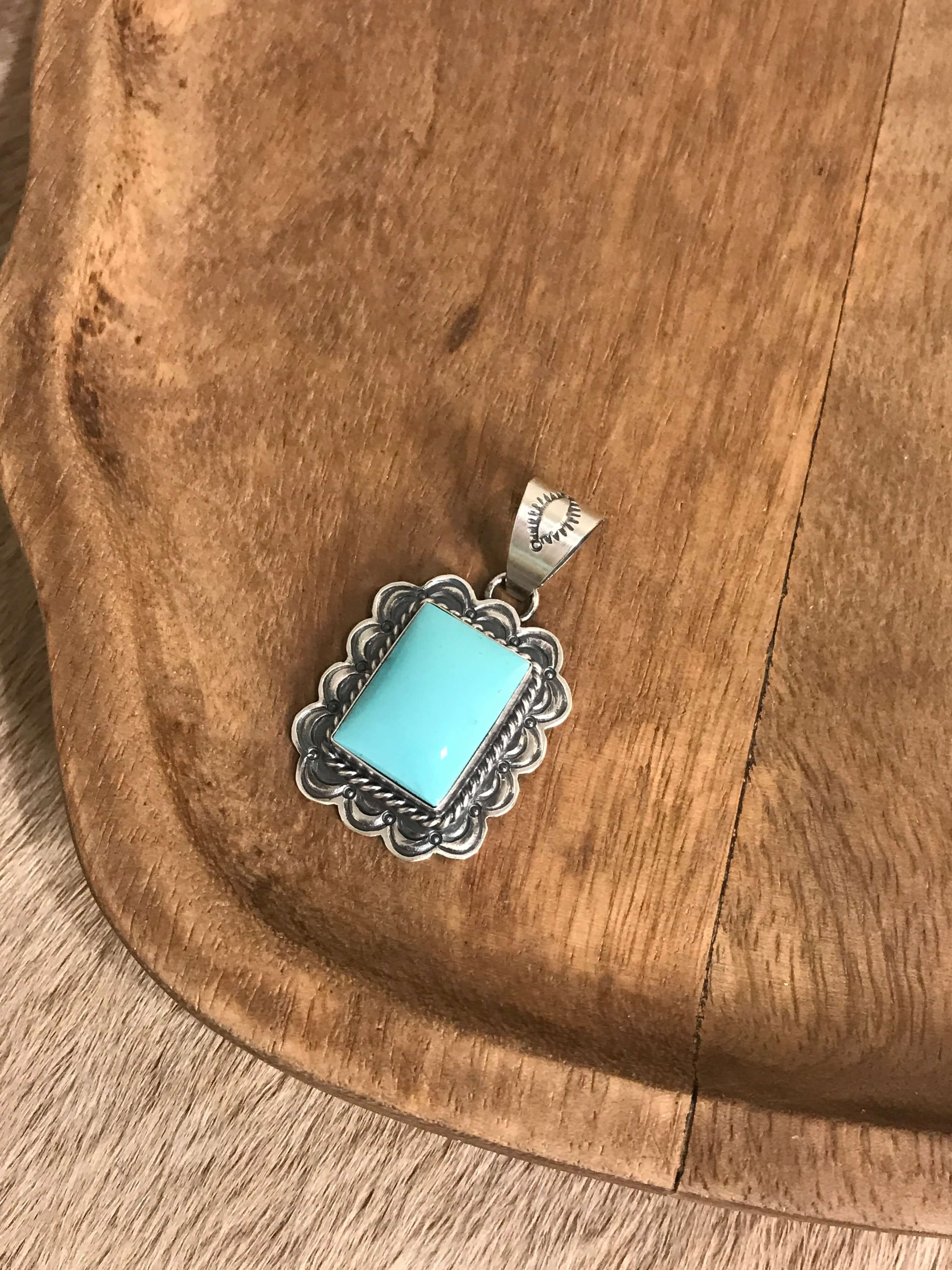 The Sycamore Turquoise Pendant, 2-Pendants-Calli Co., Turquoise and Silver Jewelry, Native American Handmade, Zuni Tribe, Navajo Tribe, Brock Texas
