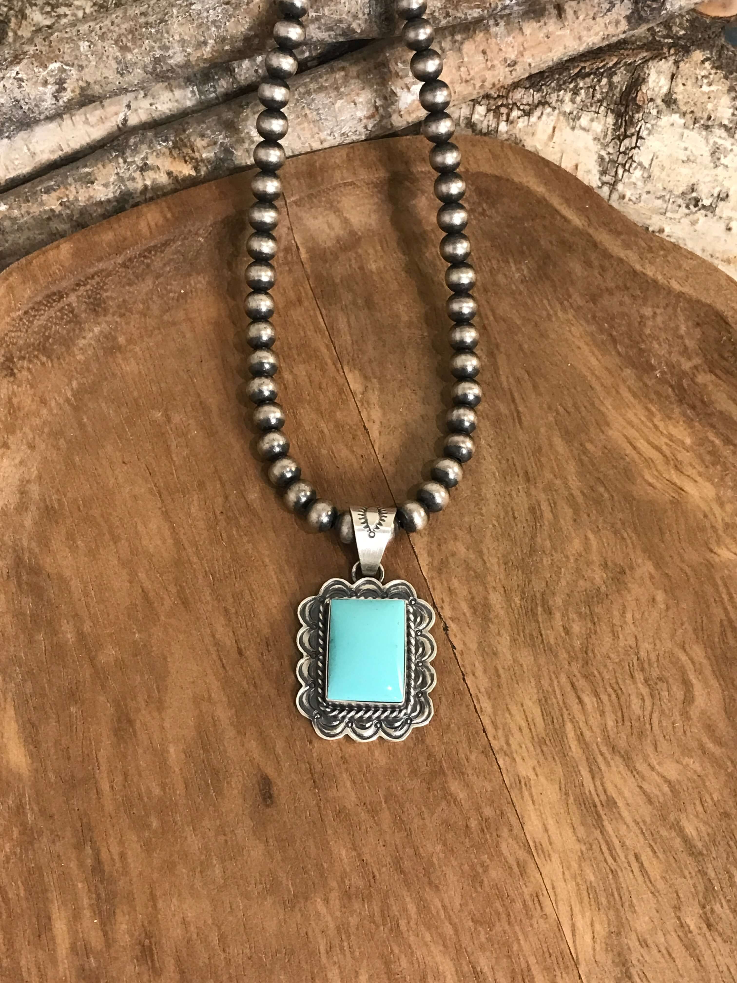 The Sycamore Turquoise Pendant, 2-Pendants-Calli Co., Turquoise and Silver Jewelry, Native American Handmade, Zuni Tribe, Navajo Tribe, Brock Texas