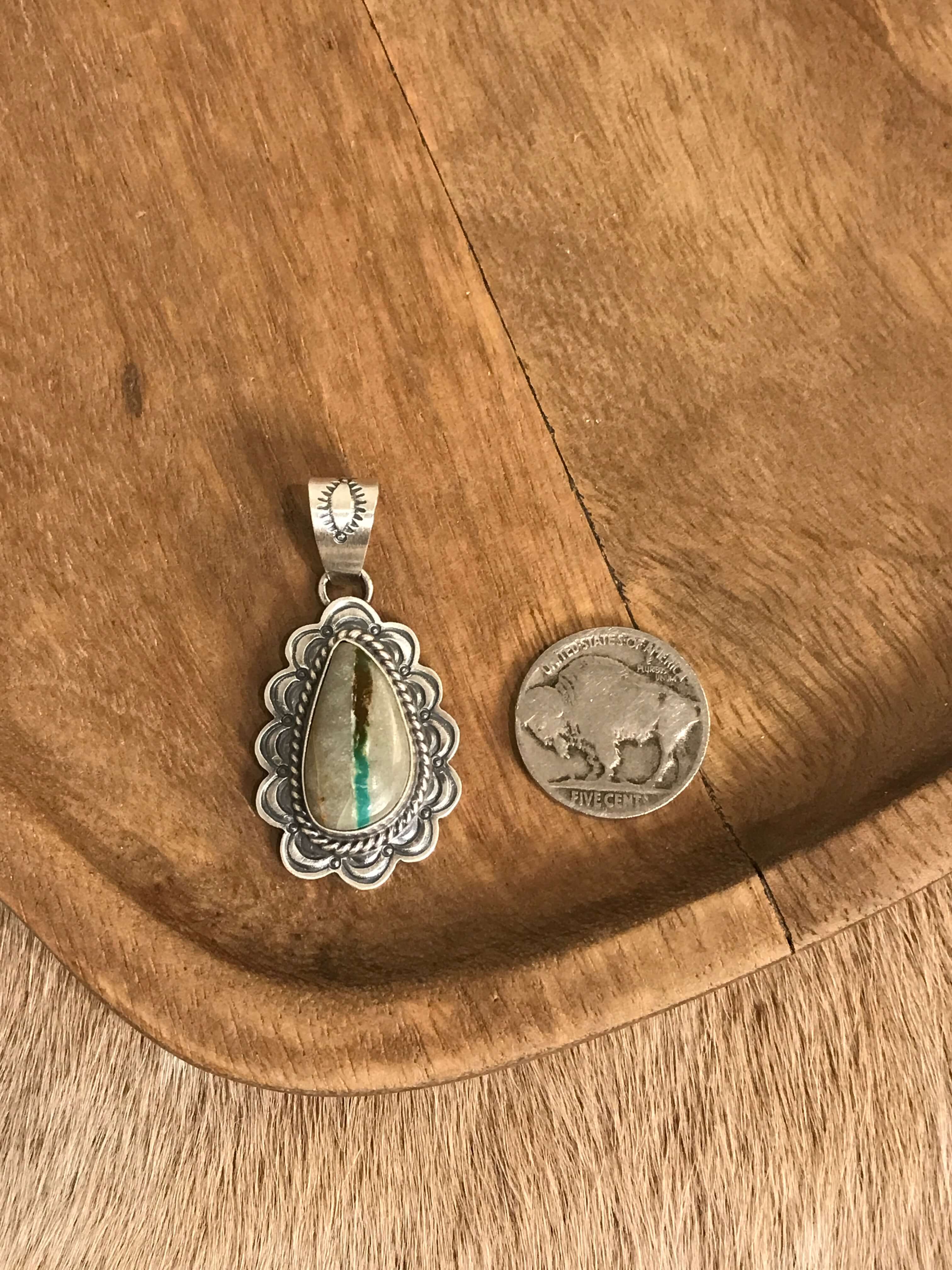 The Sycamore Turquoise Pendant, 3-Pendants-Calli Co., Turquoise and Silver Jewelry, Native American Handmade, Zuni Tribe, Navajo Tribe, Brock Texas