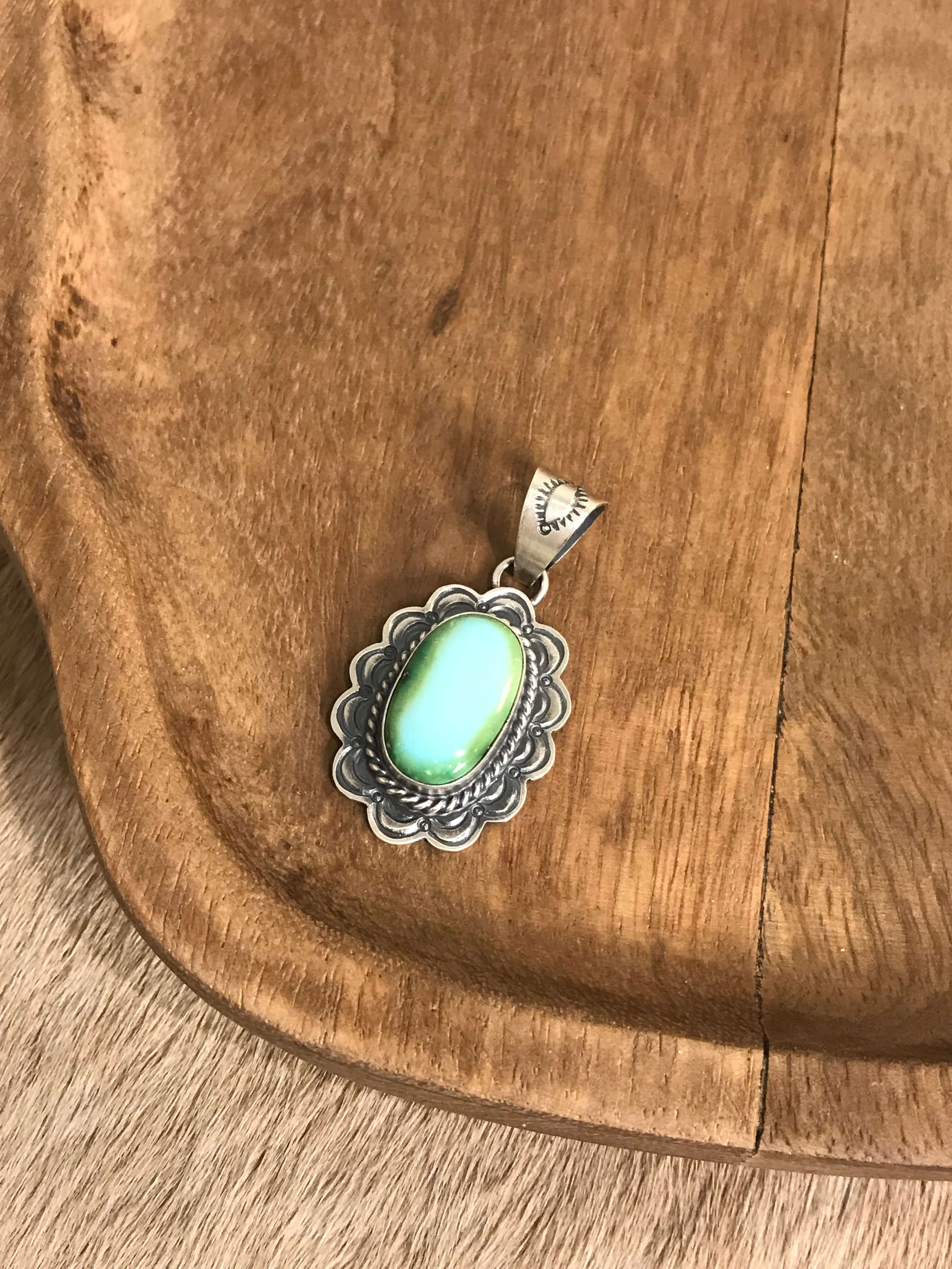 The Sycamore Turquoise Pendant, 5-Pendants-Calli Co., Turquoise and Silver Jewelry, Native American Handmade, Zuni Tribe, Navajo Tribe, Brock Texas
